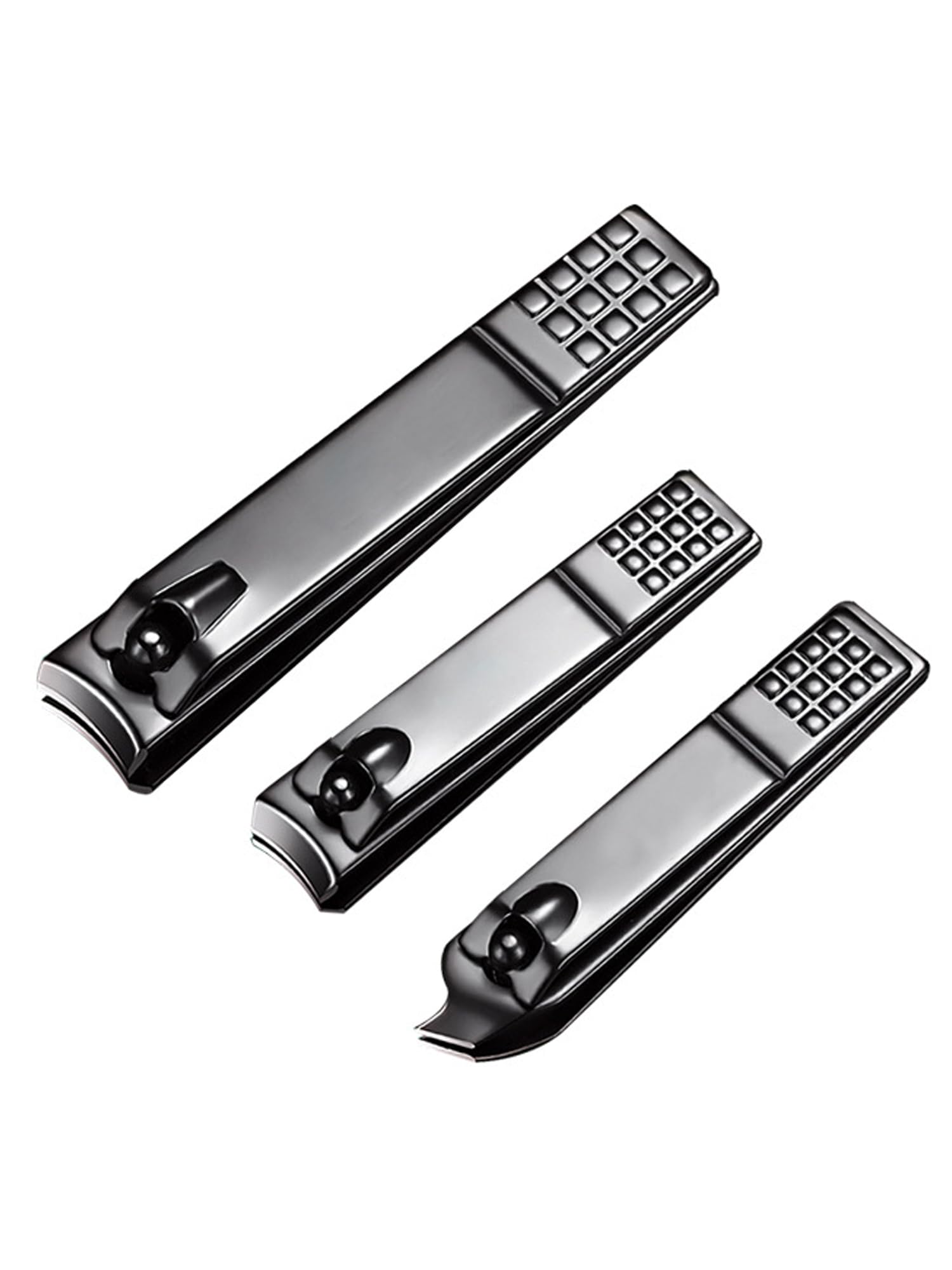 3 Pack Nail Clippers Set Ultra Sharp Sturdy Fingernail and Toenail Clipper Cutters Black