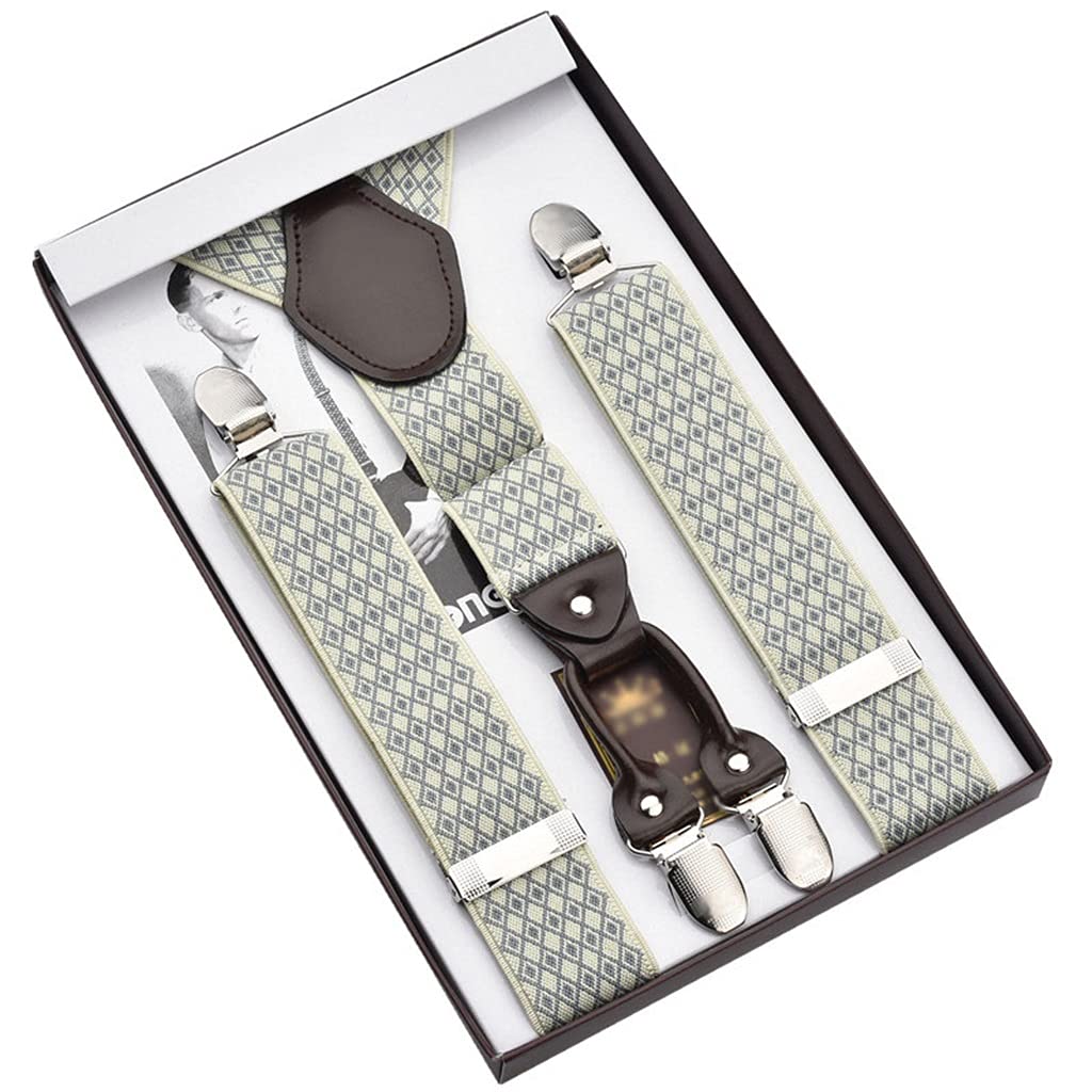 Bretelle regolabili da uomo con 4 clip in metallo resistenti, elastiche