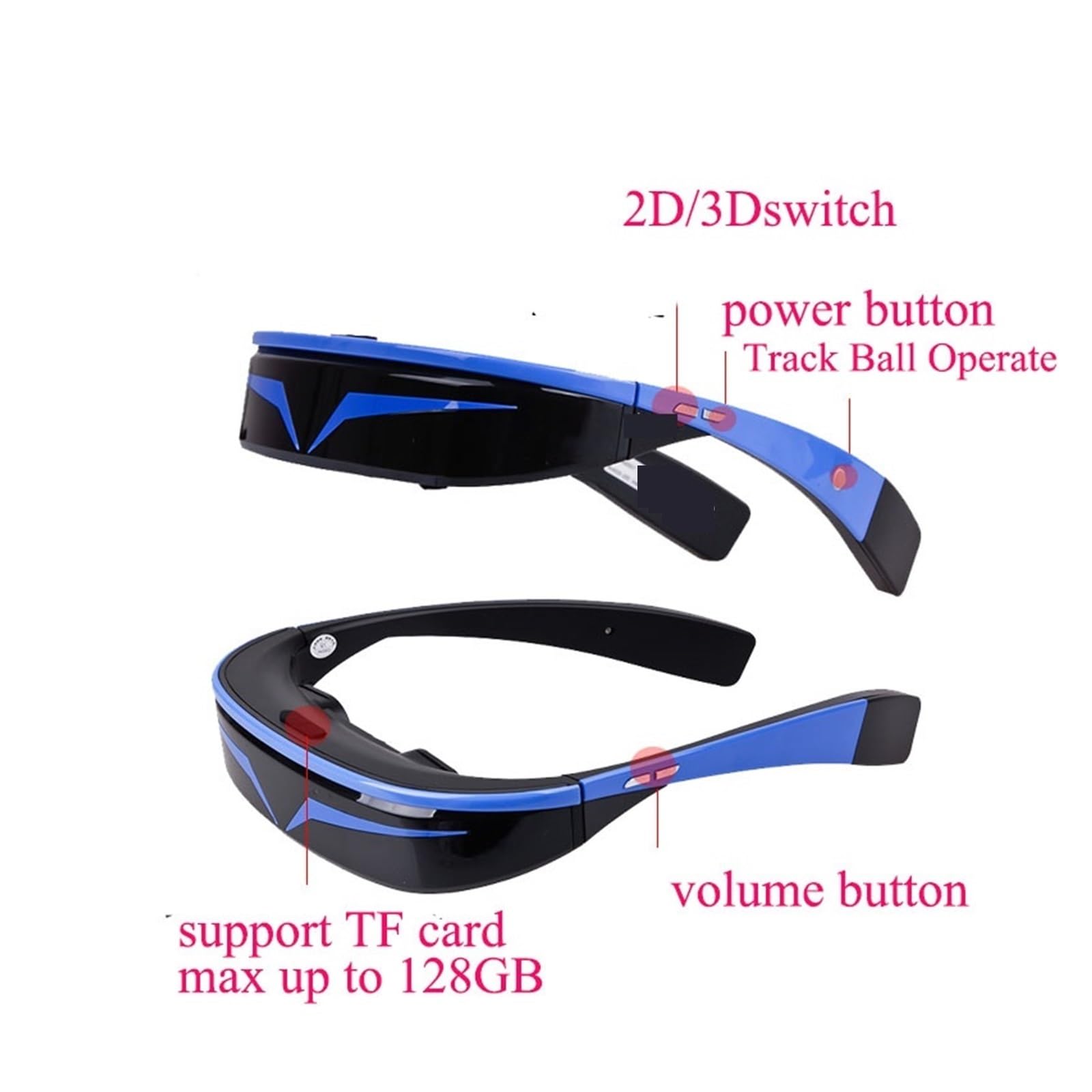 Szklanki wideo wirtualnego szerokiego ekranu, okulary inteligentne szklanki 3D VR z kompatybilnymi dla Androida 5.1