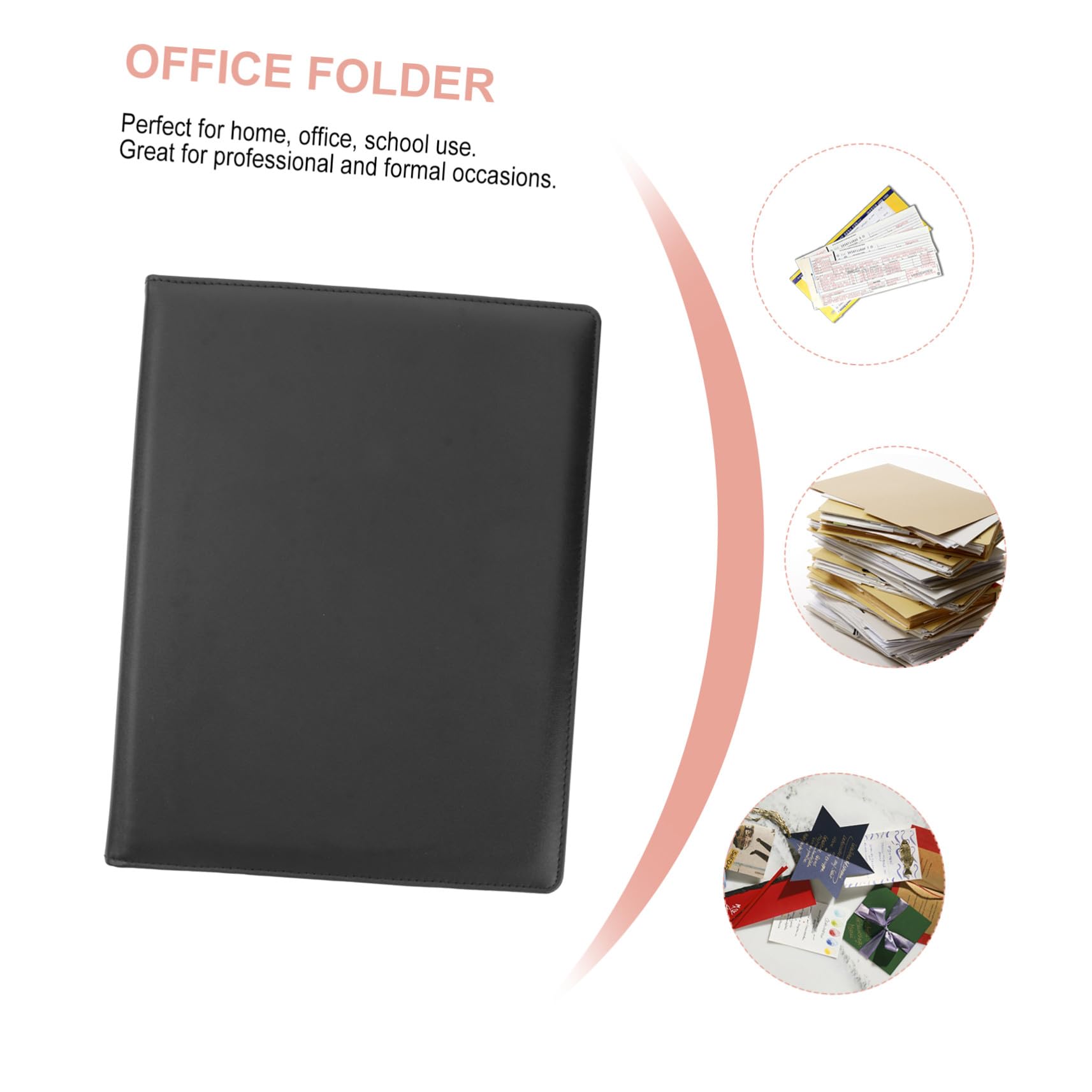 Portfolio in Pelle Pu A4 Nero, Organizer Documenti Elegante con Writing Pad | Festa Scuola Decor, Cartellina Presentatore, Porta Documenti Pelle per Casa e Uso Professionale
