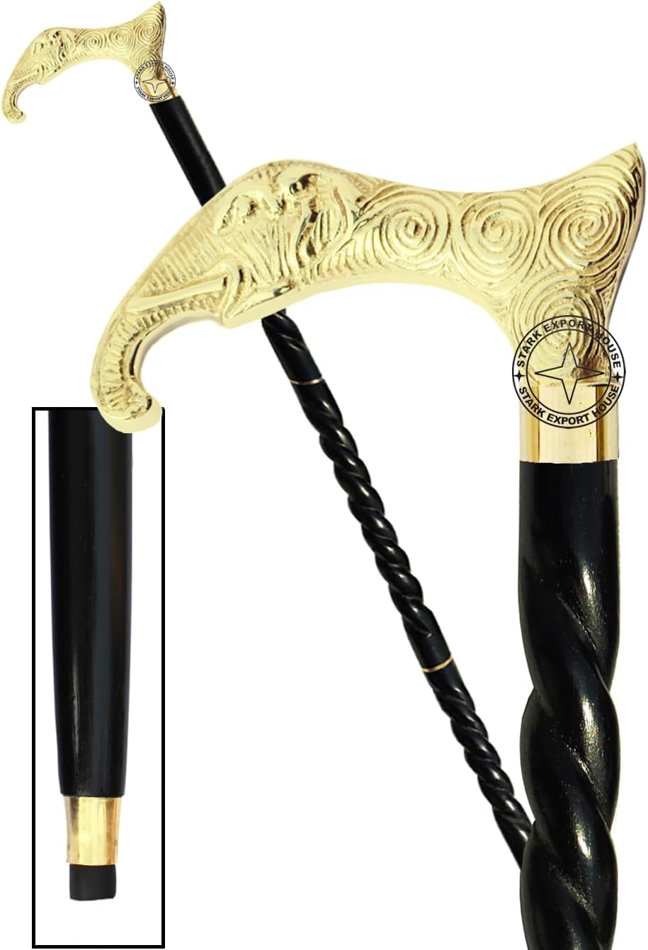 Walking Cane Rosewood Wooden Walking Stick with Golden