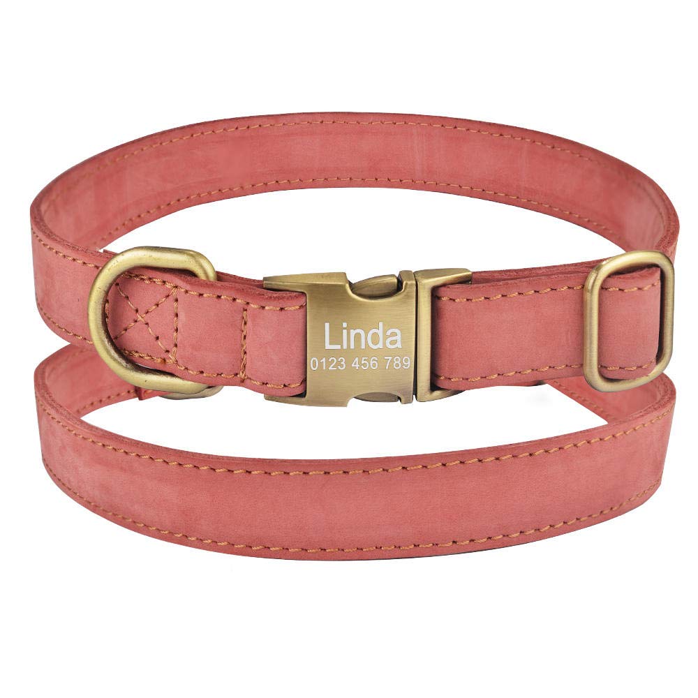 Collare per Cane in Pelle con Nome Personalizzato per Cucciolo, Fibbia per Ragazza Ragazzo con Incisione Personalizzata SL-Blue_L_ (36-55_cm)