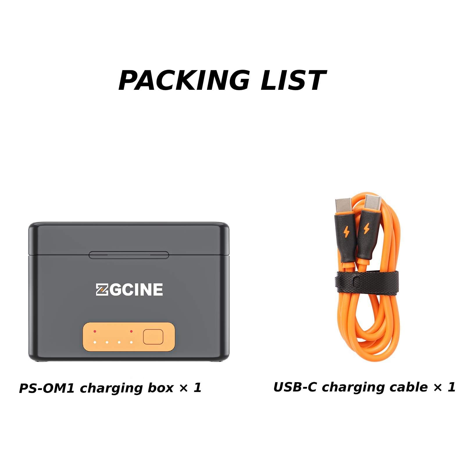 ZGCINE PS-OM1 ładowarka do kamery sportowej, akumulator Osmo Action 3/4/5 Pro/6/360 6400 mAh, ładowarka z funkcją powerbanku, Dual Slot, szybkie ładowanie, USB-C PD Fast Charge, przechowywanie kart TF