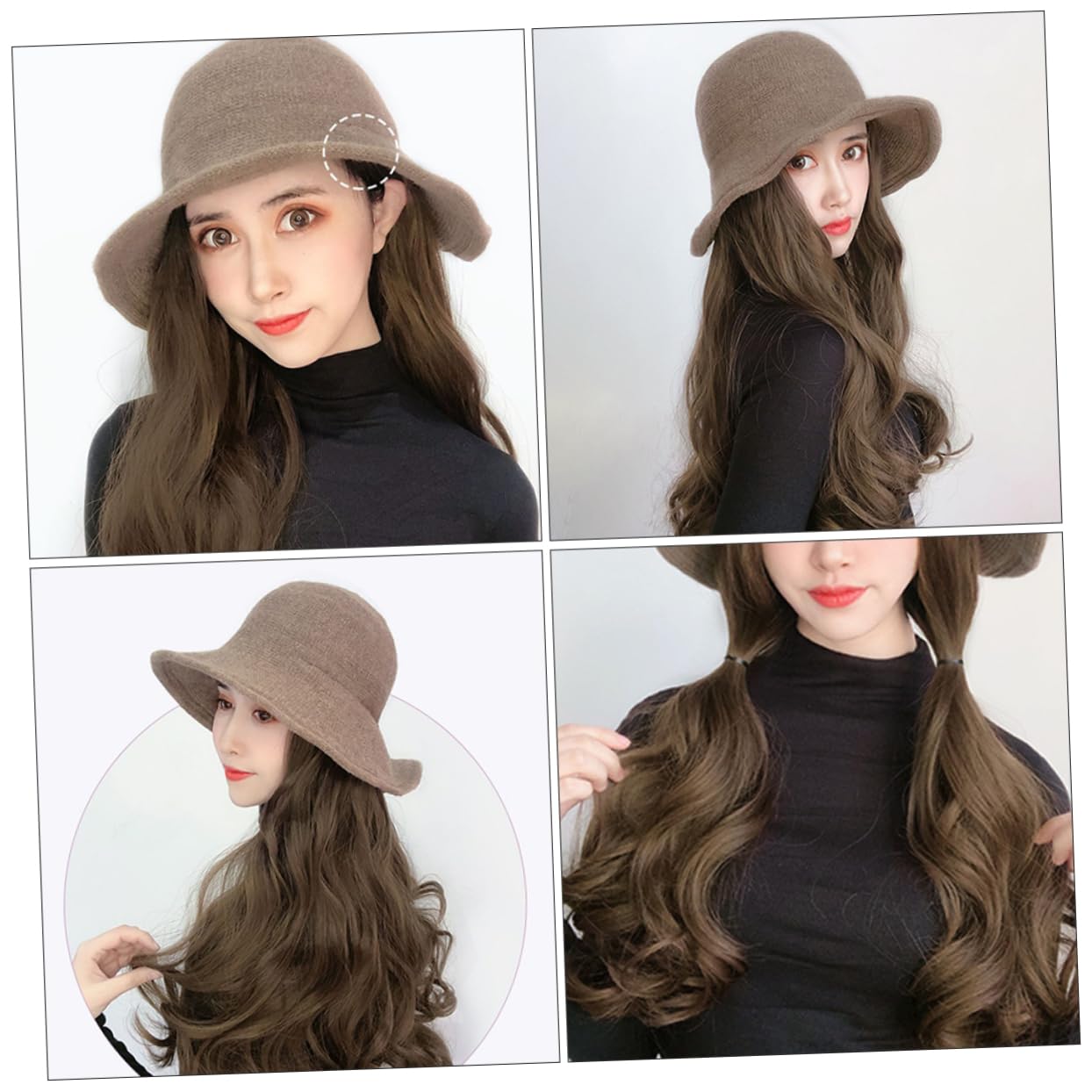 BESTYASH Wig Accessories for Women Long Curly Wig Hat Synthetic Wave Hat for Girls Women Bride Fashionable Hair