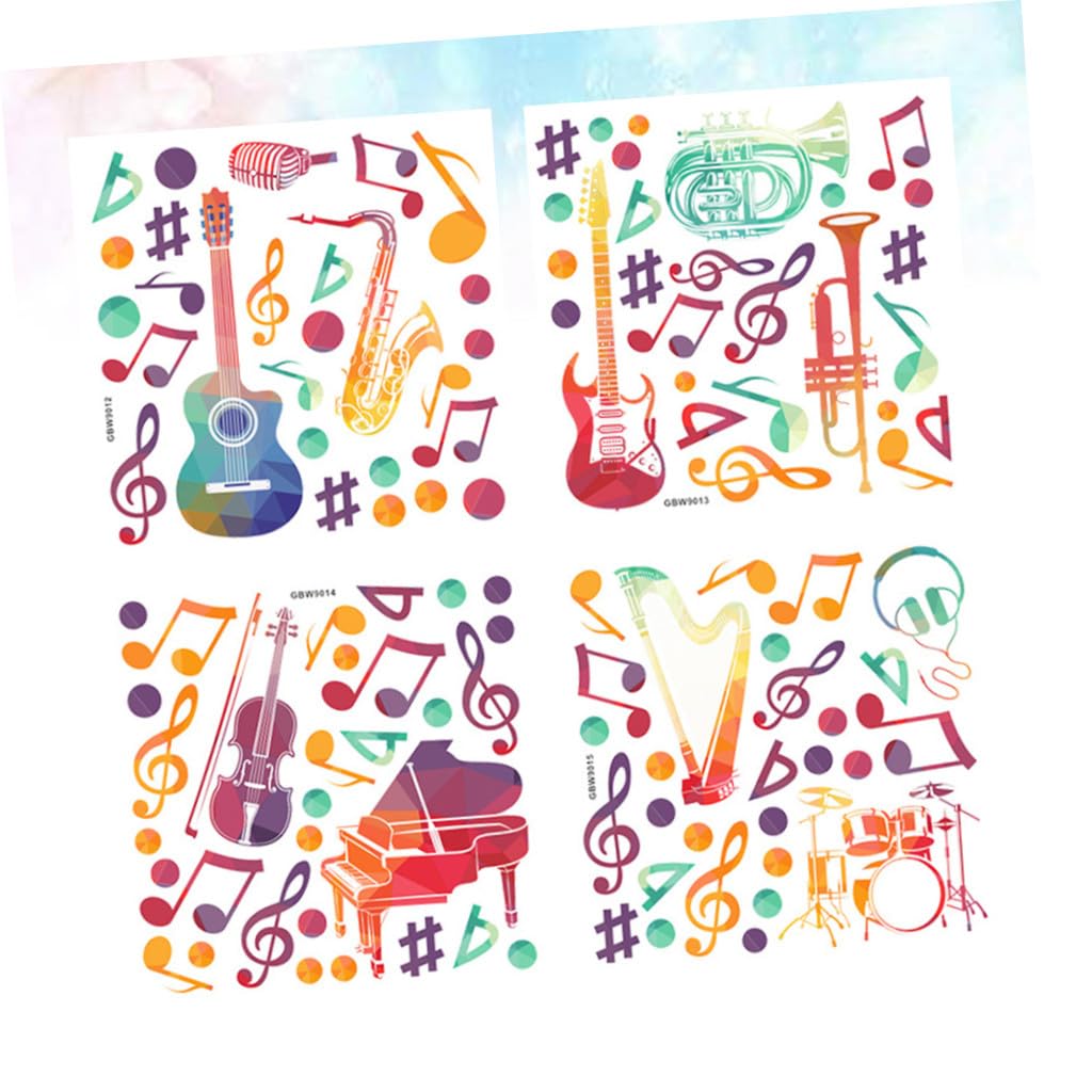 VILLCASE 3 Ensembles Sticker Mural Musique Autocollant Décoratif Note De Musique Décoration Murale Musicale Papier Peint Décoration Murale Notes De Autocollants 4 Pièces * 3