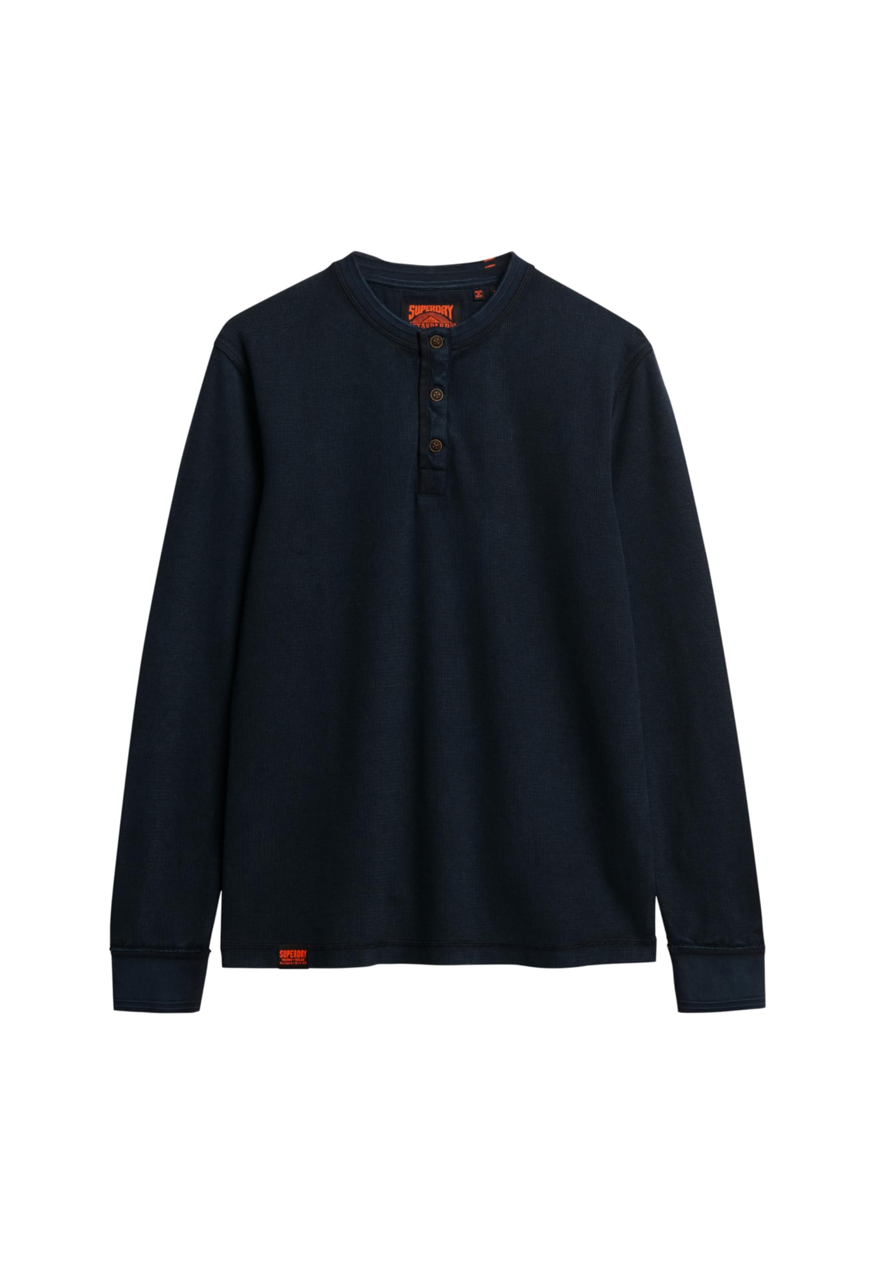 Superdry Vintage Textured Grandad LS Top Men - M Dark Blue