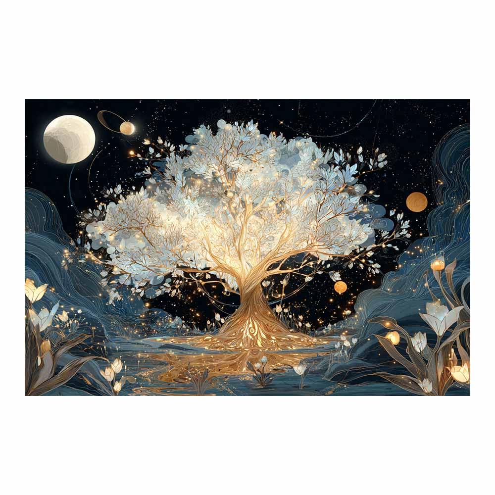 HOQIU Wall Pictures Minimal blue tree art tree poster, landscape wall art, for Living Room Bedroom Bathroom.(Multicolor)-60x80cm Unframed