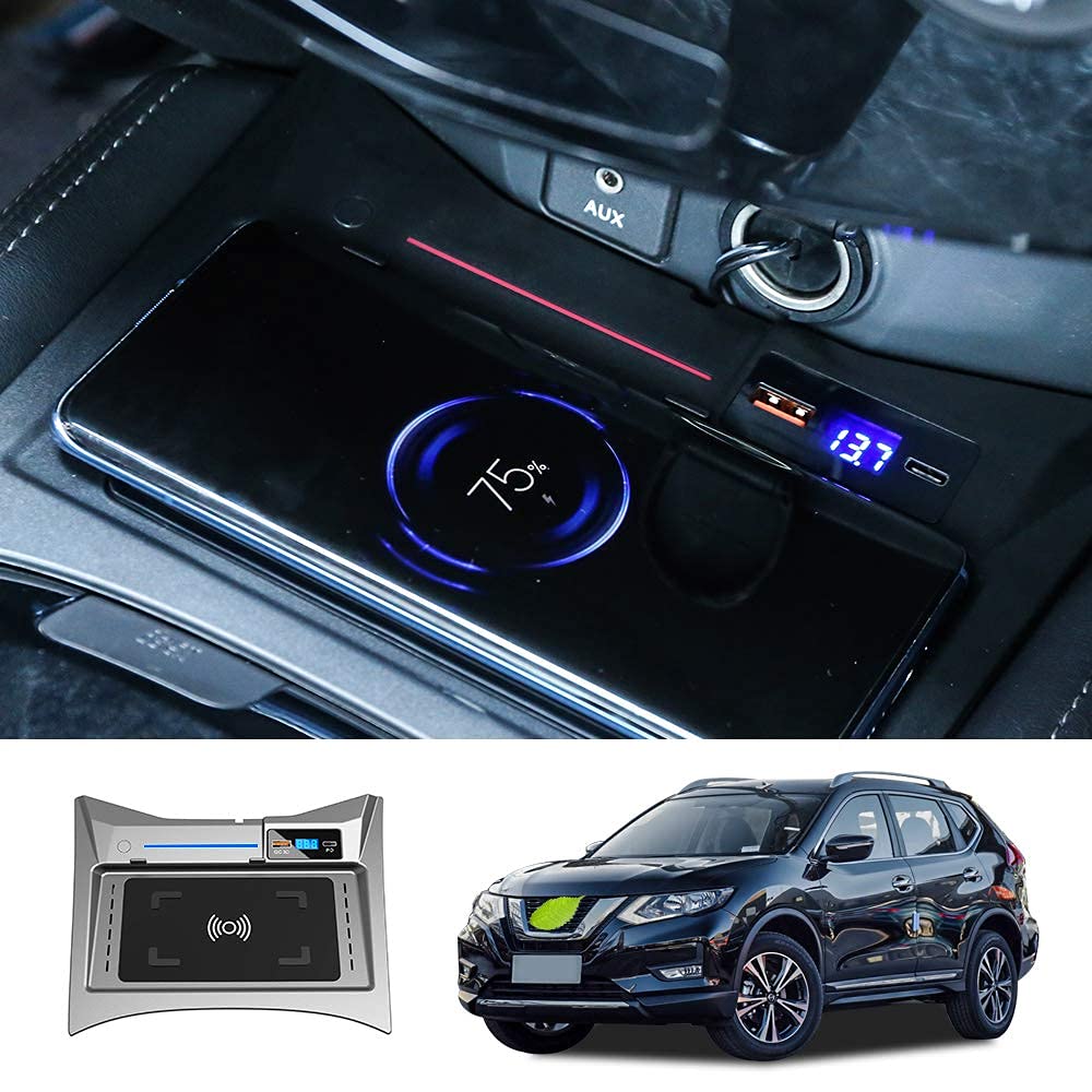Bwen Car Wireless Charger Mount Fit for Nissan Rogue 2015-2019,Fast Charging Fit for iPhone,Fit for Samsung ect.Enabled Wireless Phone Charging Devices Accessory