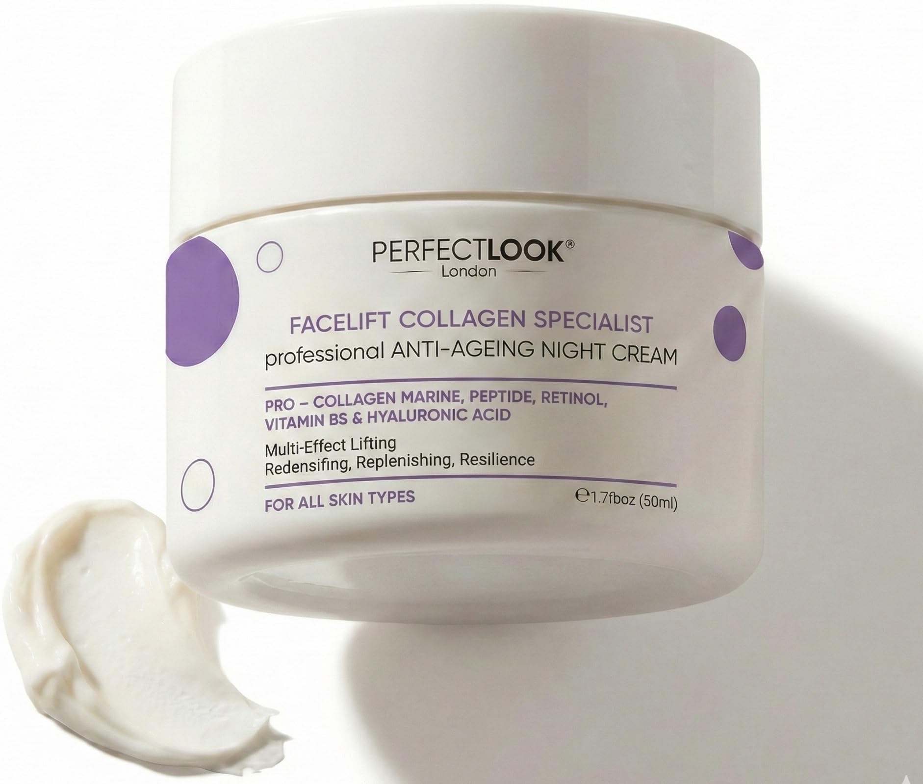 Collagen Specialist, Night Face Cream with 0.3% Retinol, Collagen Marine, Peptide, Hyaluronic Acid and Vitamin B5, Firm and Tone, Anti Wrinkle Cream 50ml