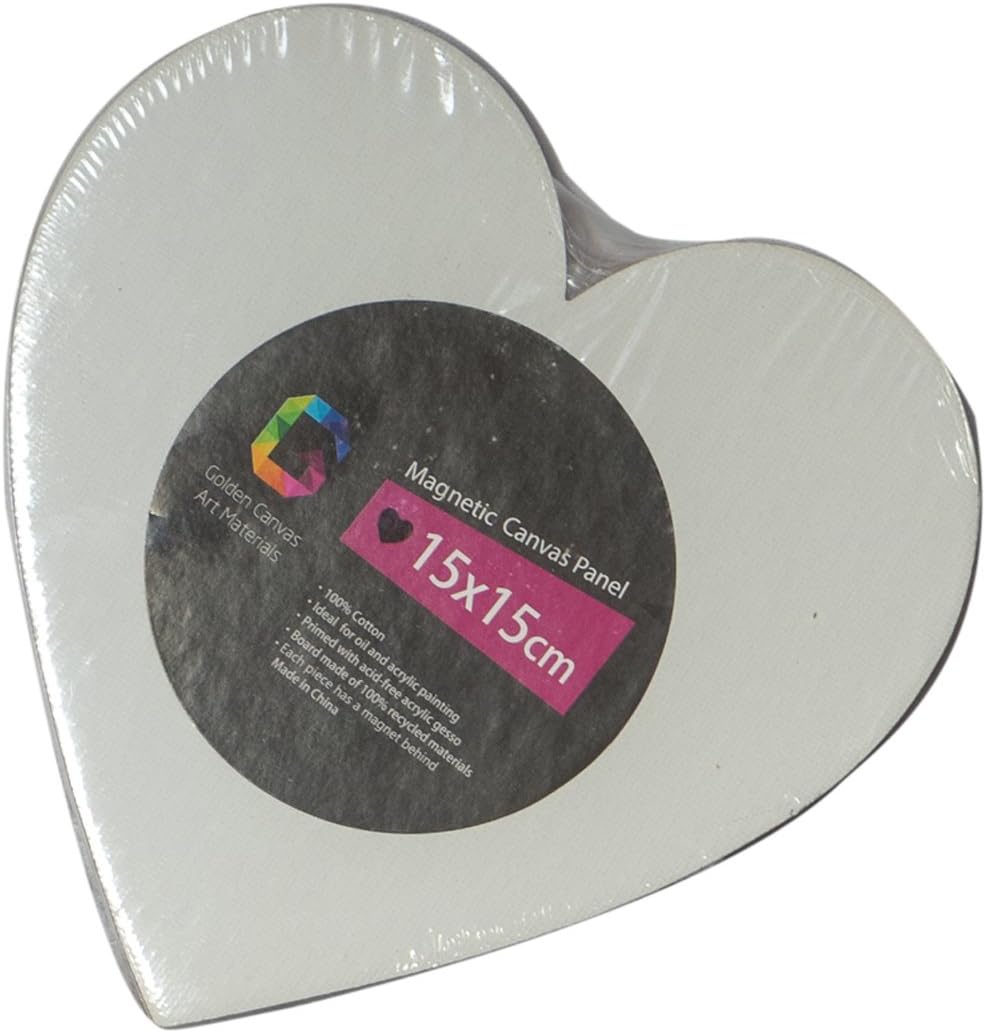 GOLDEN CANVAS 6 Piece Magnetic Heart Shaped Panels Acid Free Artist Canvas Panel Boards for Oil and Acrylic Painting and DIY Deco Crafts