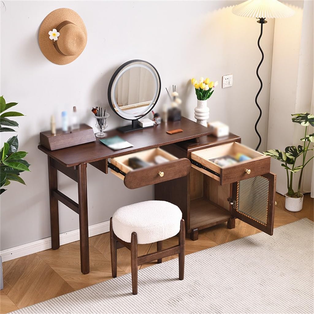 Makeup Table Storage Cabinet Bedroom Solid Wood Dressing