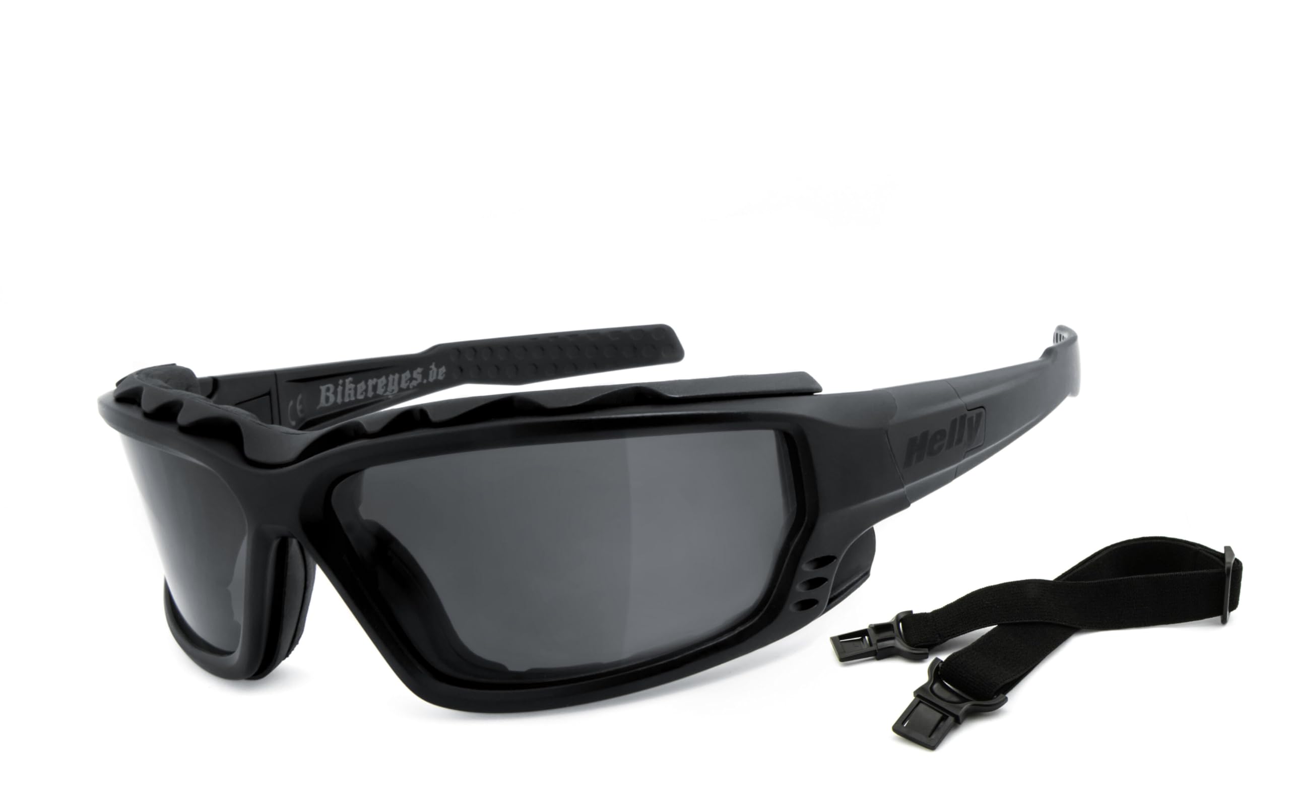 Helly® - No.1 Bikereyes®, occhiali da moto, multifunzione, anti-appannamento, antivento, vetro di sicurezza HLT® secondo DIN EN 166 (fumo [1314])