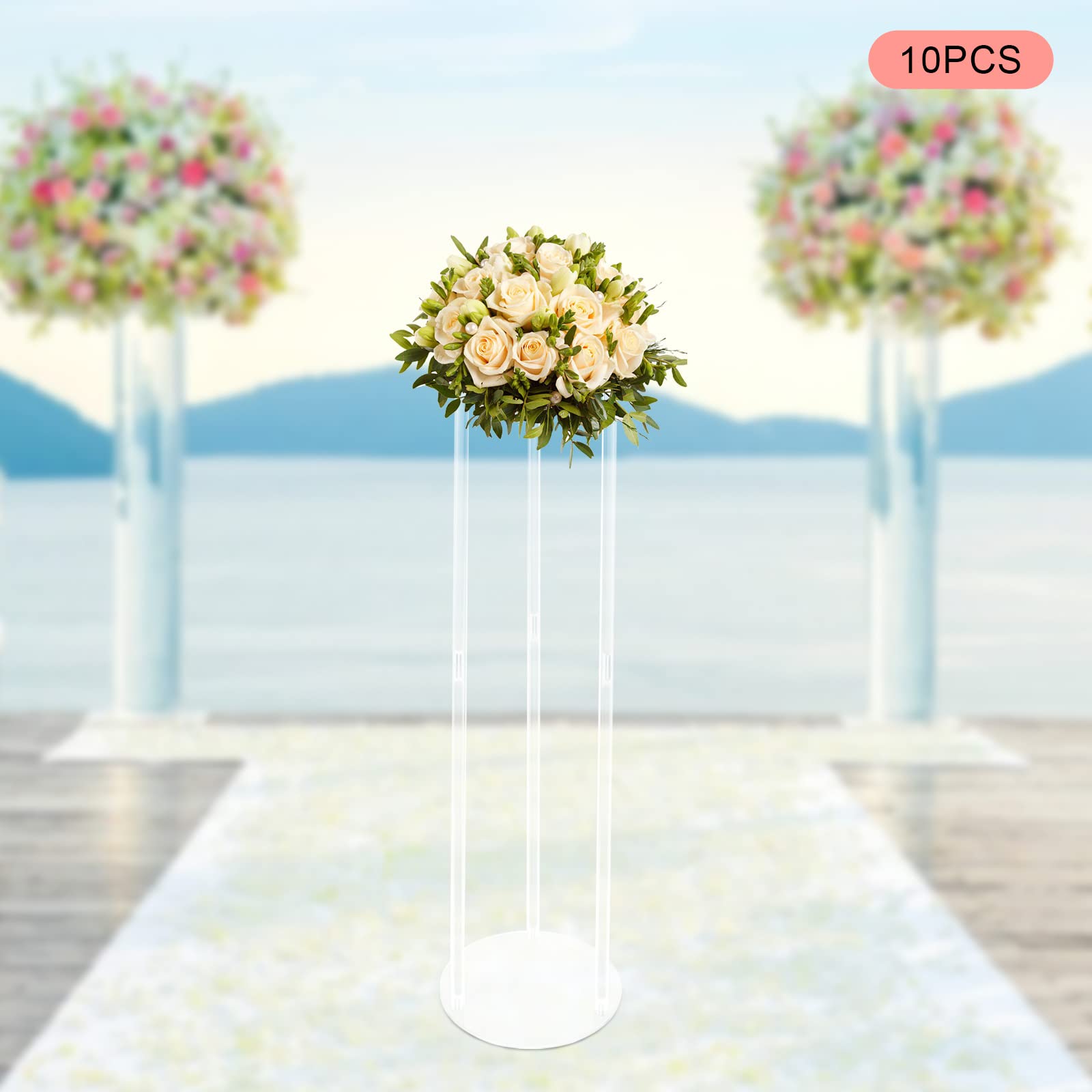 Supporto per fiori da sposa da 101 cm, 10 pezzi, cilindrico, in acrilico, centrotavola per tavoli, supporti per palloncini in acrilico, colonna rotonda, per matrimoni, feste di compleanno, decorazioni