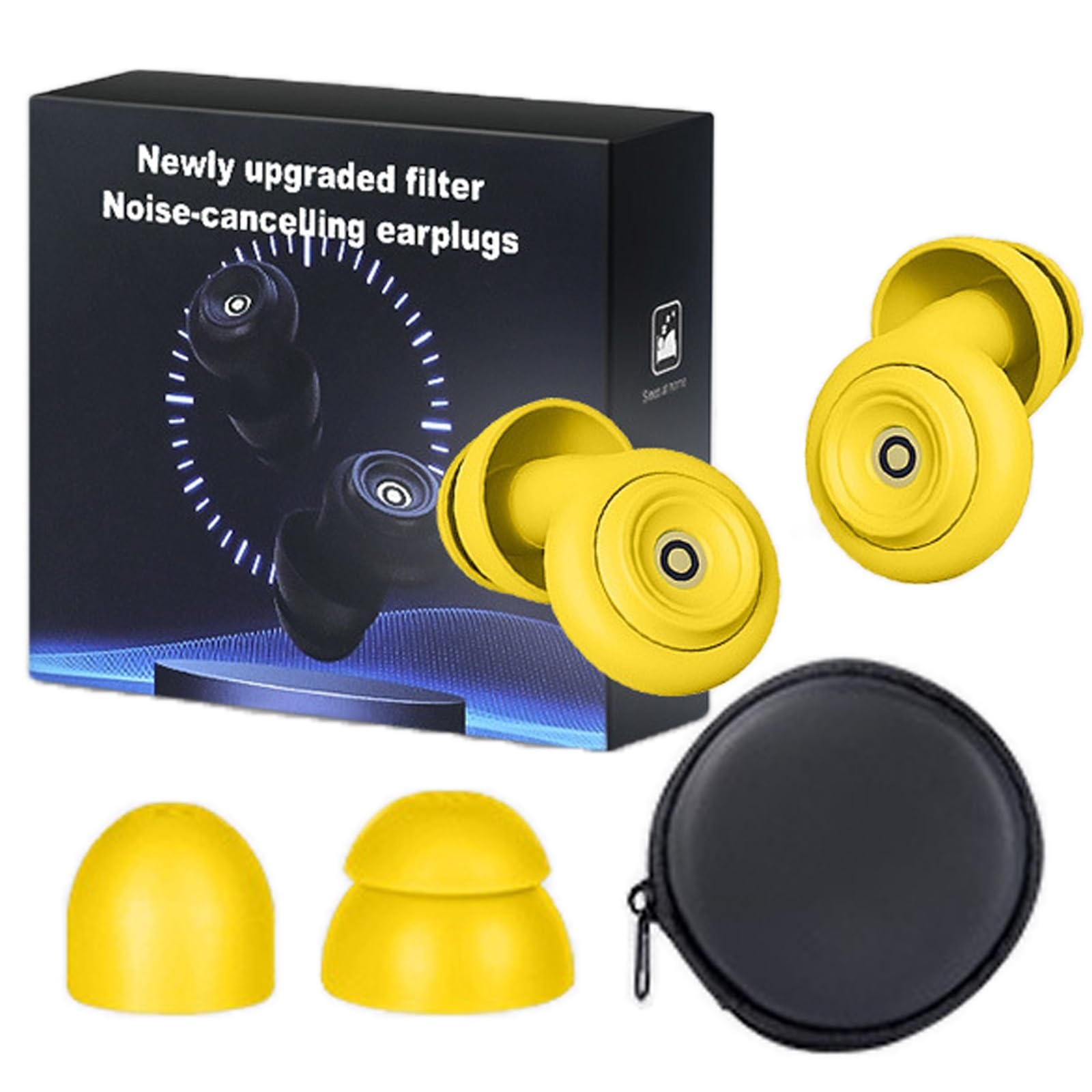 Huzinite Tapones for Los Oídos Con Cancelación De Ruido, 50 Db, Tapones for Los Oídos Ultra Suaves, Reutilizables Y Lavables for Dormir, Viajar, Sensibilidad Al Ruido, Volar(Yellow,Five pairs)