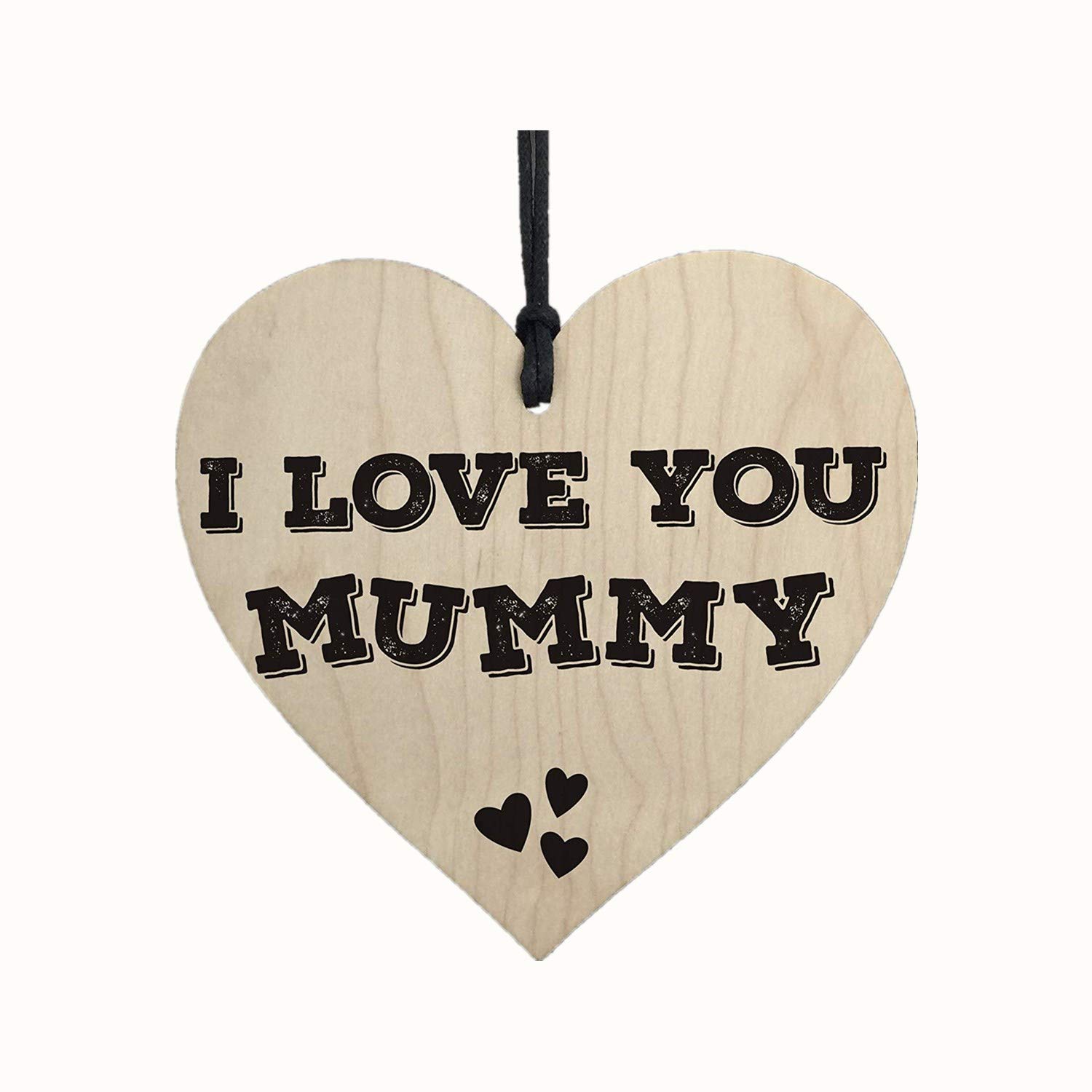 Red Ocean I Love You Mummy Wooden Hanging Heart Mums Love Hearts Present