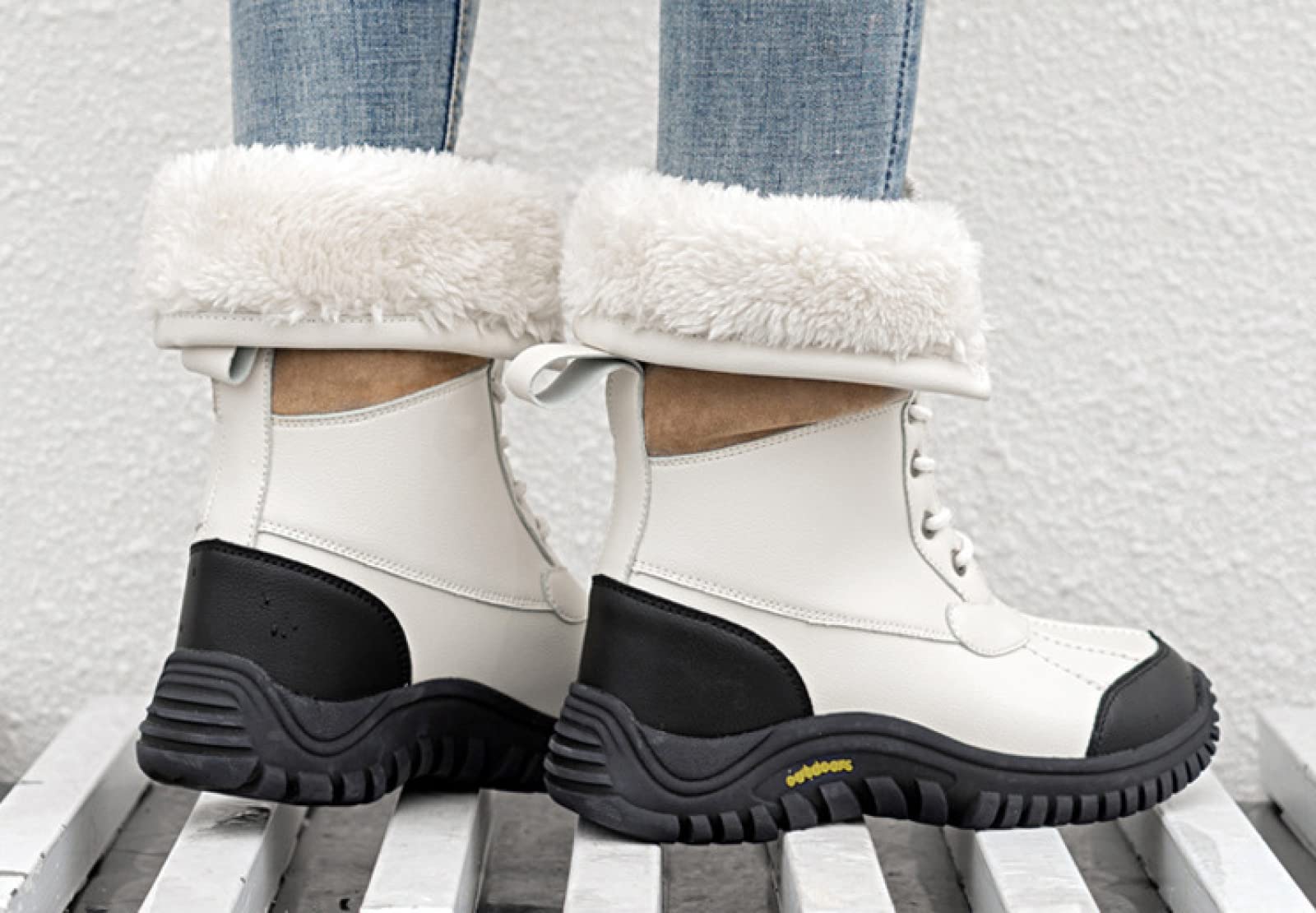 Geweo Snowboots Dames Waterdichte Winterlaarzen Warm Gevoerd Sneeuwlaarzen Comfortabele Winterschoenen Antislip Waterbestendig Dameslaarzen Halfhoge Modieuze Schoenen Rood Bordeaux 41EU