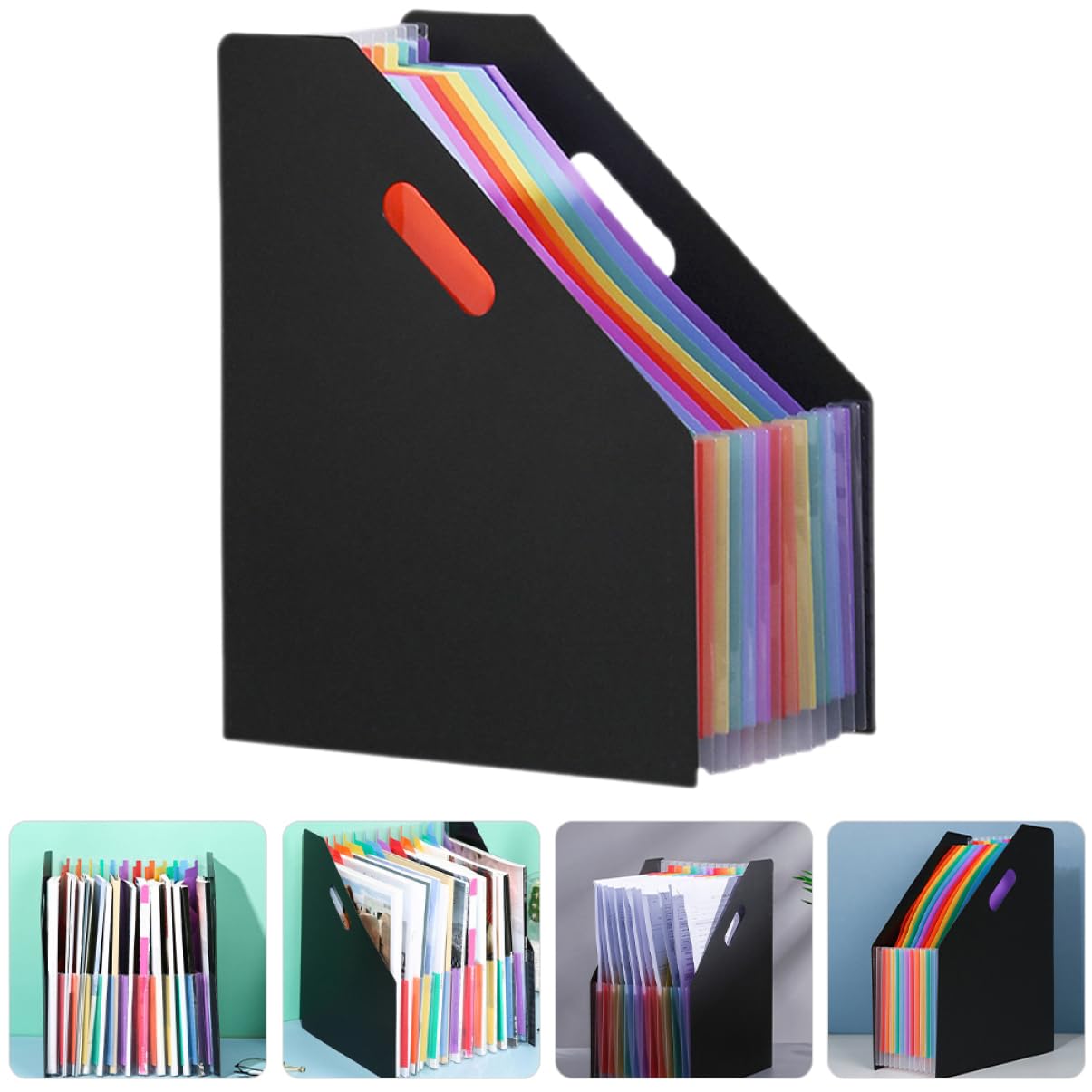 Schwarze Kunststoff Akkordeonmappen für Dokumente A4