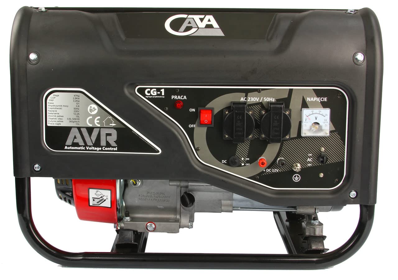 Generatore di Corrente Elettrica Elettricità Cata | a Benzina 15L | 3,2 kW | Portatile | 7CV 210cc | Funzionamento Continuo per 11h