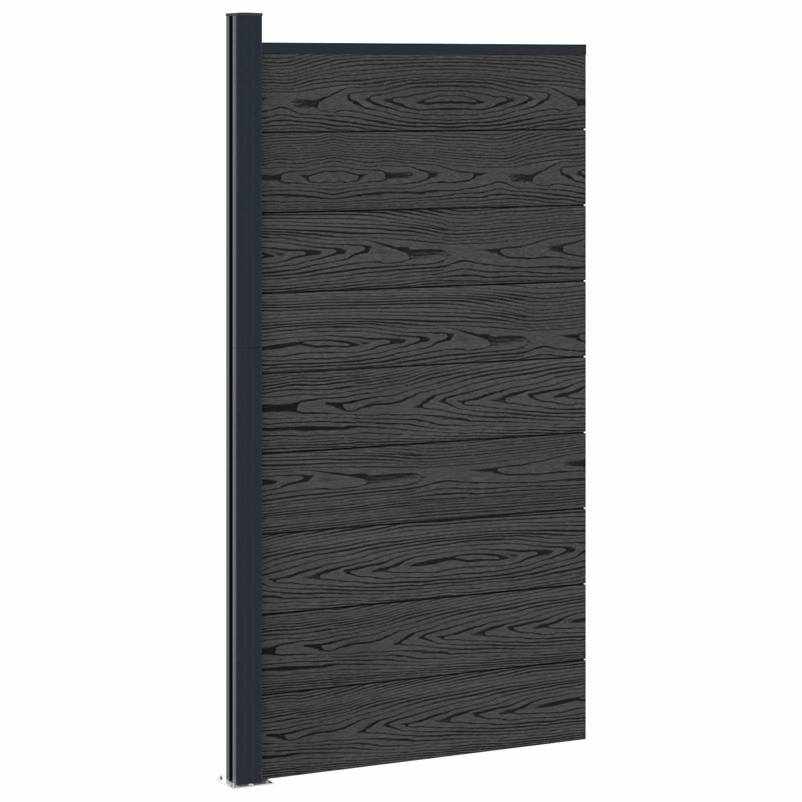 vidaXL Fence Panel WPC and Aluminium Black
