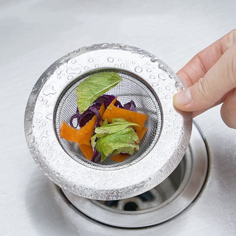 Image of GLUN Kitchen Sink Strainer Heavy-Duty Stainless-Steel Drain Basin Basket Filter Stopper Drainer Jali Diameter 11cm