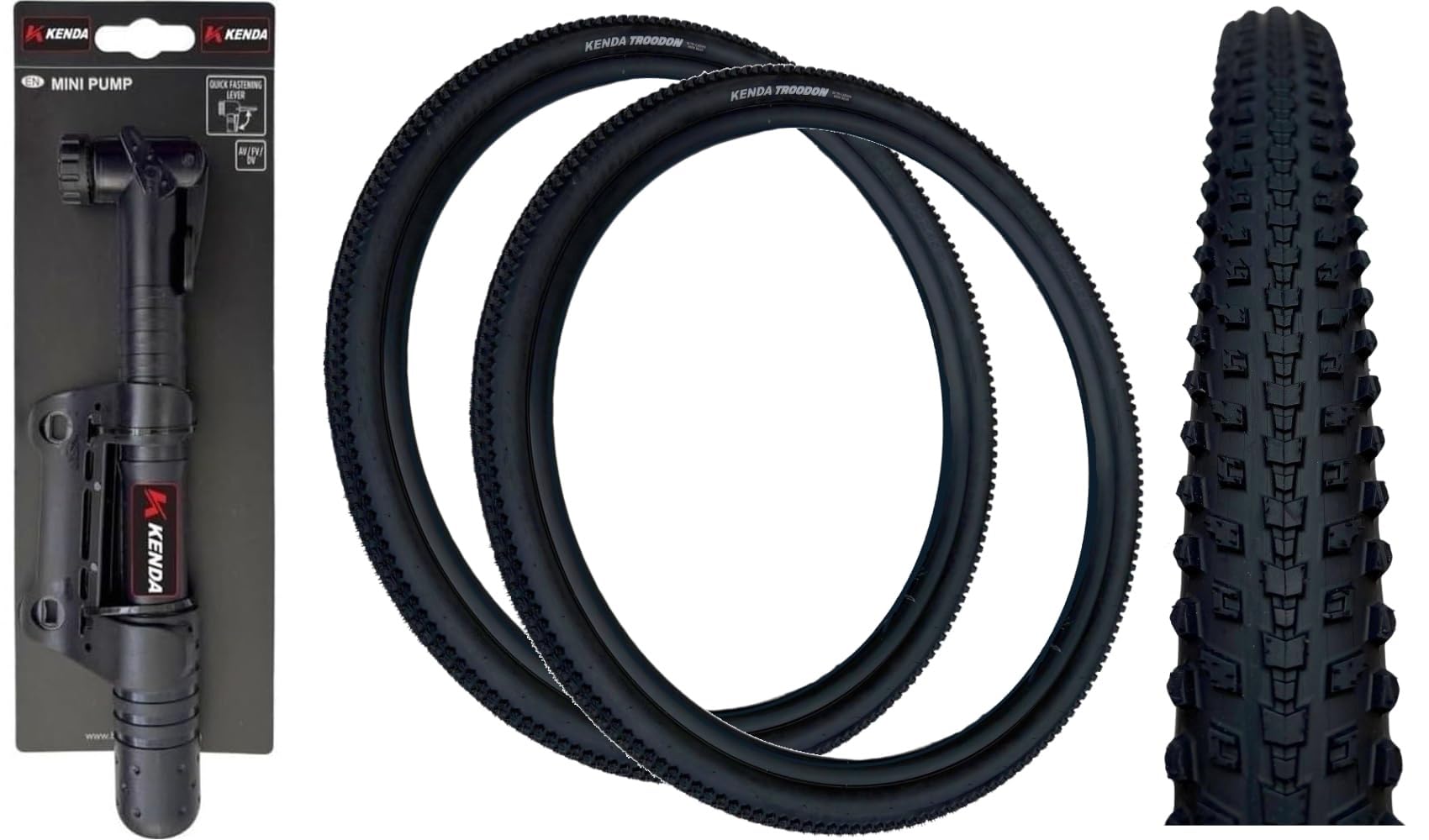 Kenda TROODON 700 x 40c Hybrid Gravel Bike TYRES (PACK OF 2) + MINI PUMP