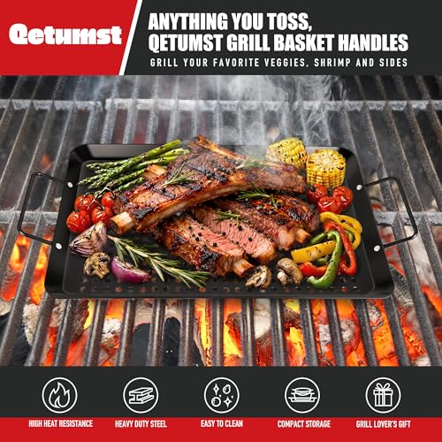 Qetumst Large 3 PCS Grill Basket Set for Outdoor Grill, Veggie Grilling Pan - Image 3