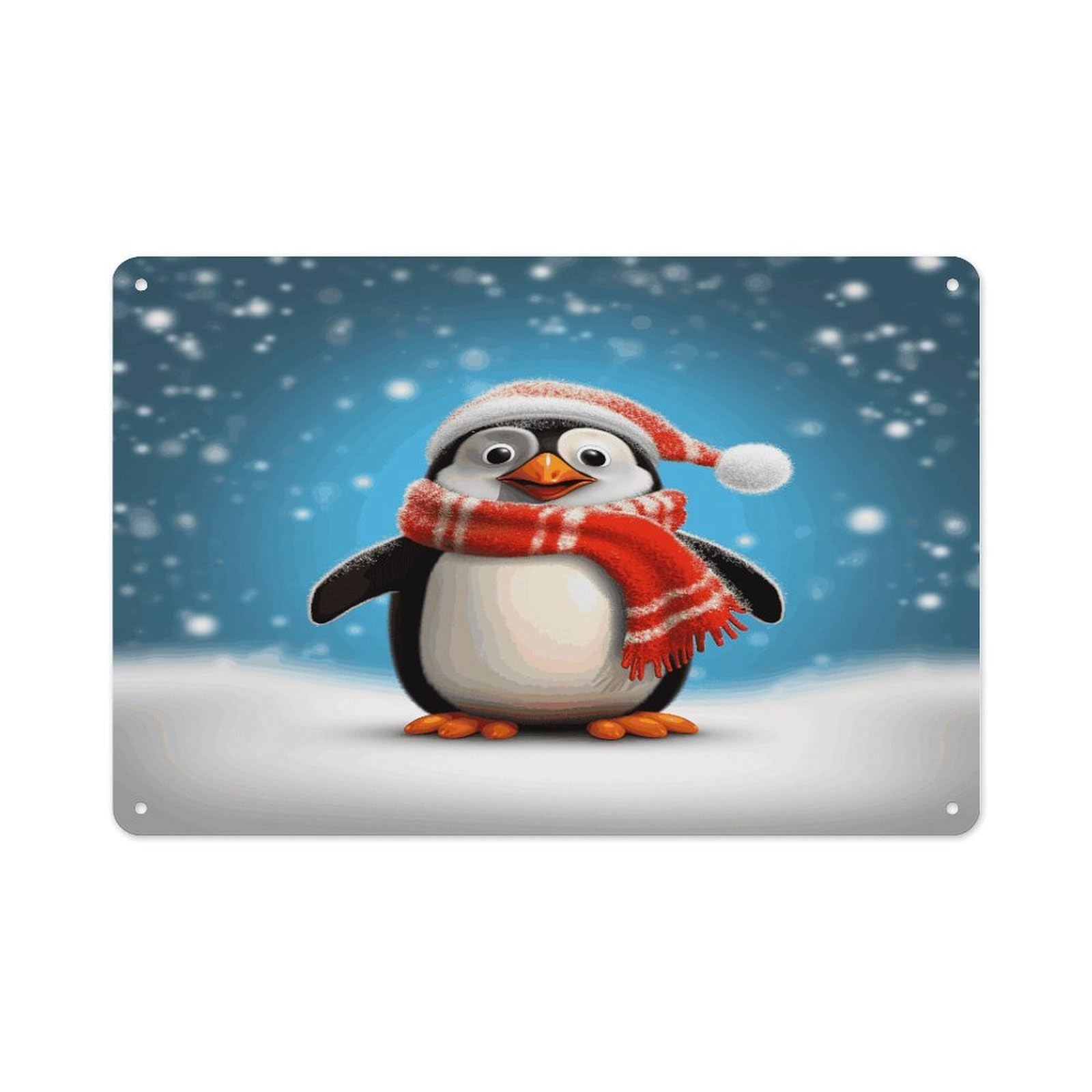 VstaDank Vintage Metal Sign Sublimation Aluminum Christmas Funny Penguin Plaque Sign Weatherproof Art Decorative Wall Plate Boho Aluminum Wall Hanging Decor Retro Poster Plaque 8x12in