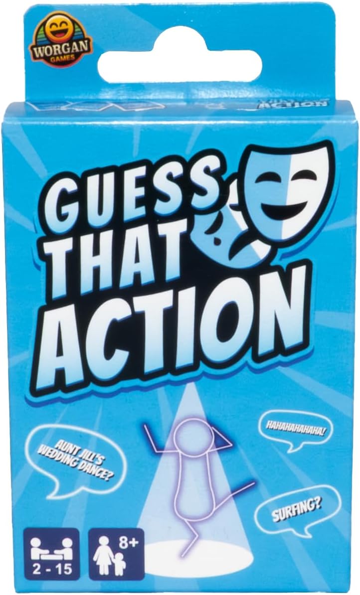 Guess That Action - Funny Act-It-Out Party Game ﻿| Fun for Family & Friends | 2-15 Players, Ages 8+ | Perfect for Kids, Teens, Adults | Travel Size
