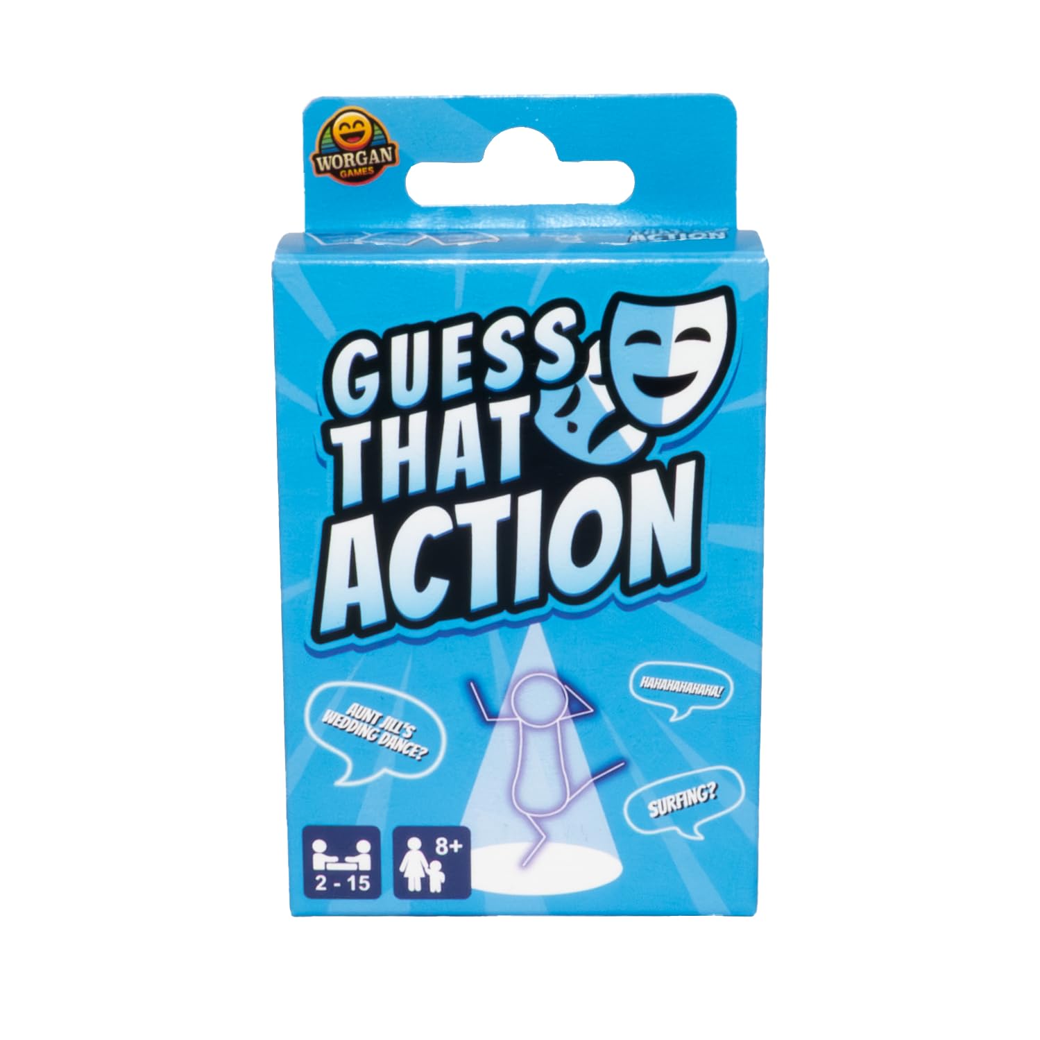 Guess That Action - Funny Act-It-Out Party Game ﻿| Fun for Family & Friends | 2-15 Players, Ages 8+ | Perfect for Kids, Teens, Adults | Travel Size