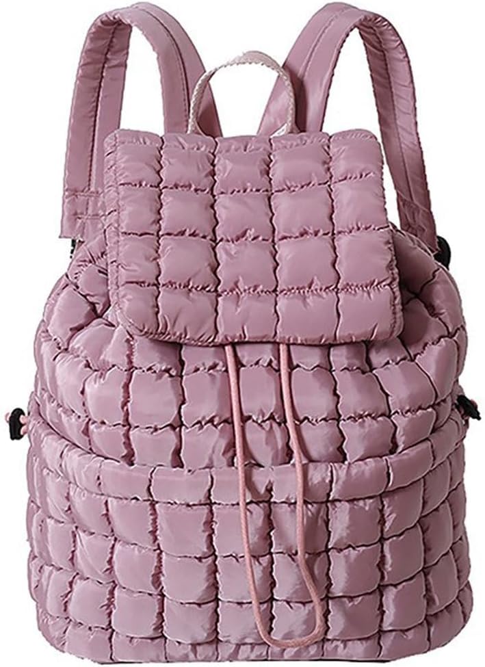 Image of MOCA Quilted Puffer Backpack for Women, Nylon Puffy Casual Girls Womens Backpack, Lightweight Hiking Gym Daypack Preppy Travel Bag with Adjustable Top Flap Drawstring