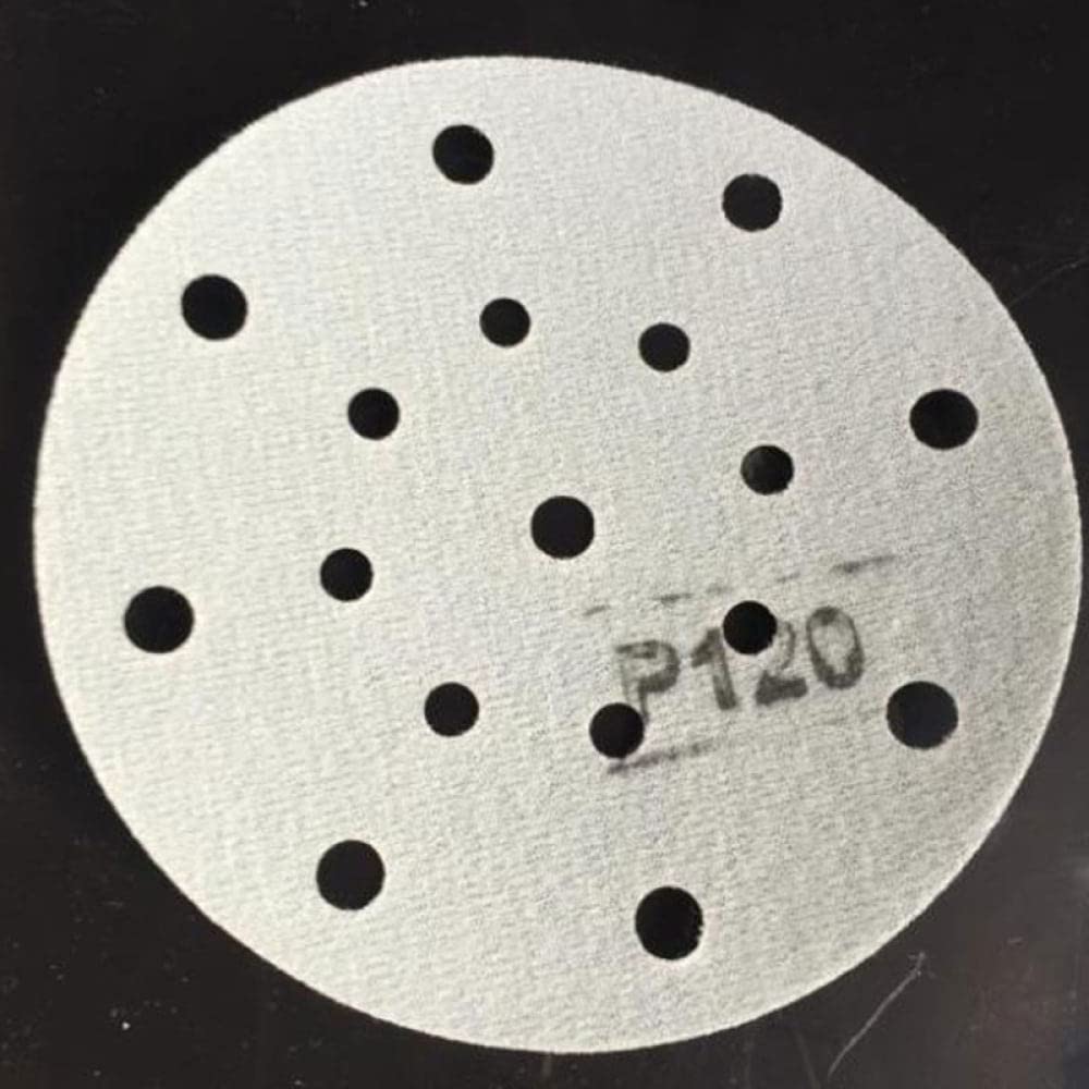 100 hojas verdes de papel de lija de 17 orificios de 6 pulgadas, flocado redondo de 150 mm, abrasivo de grano 80-400 para lijadora, grano 80, 6 pulgadas, 100 piezas
