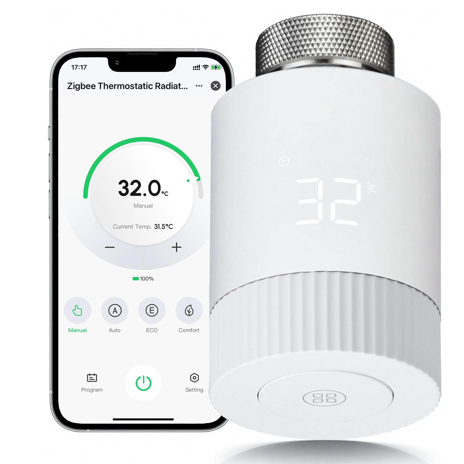 Zigbee - Termostato de radiador inteligente con válvula termostática Tuya