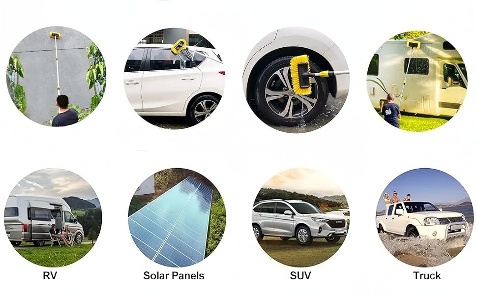 Image of IMOX Solar Panel Cleaning Brush, Wash Brush with Telescopic Handle from 130-300 cm with On /Off Switch, Soft Bristles, Aluminium Wash Brush for Truck, Car, Bus, Window Cleaning Brush