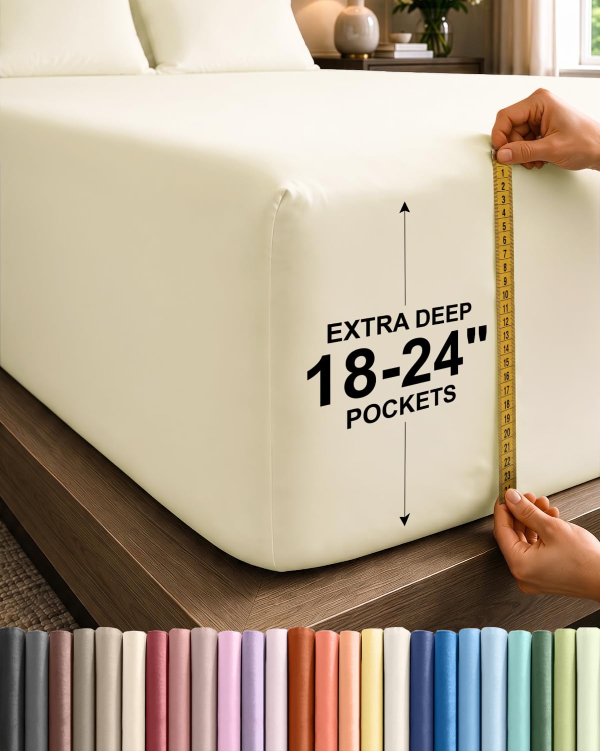 CGK Extra Deep Split King Single Fitted Sheet Only - Off White