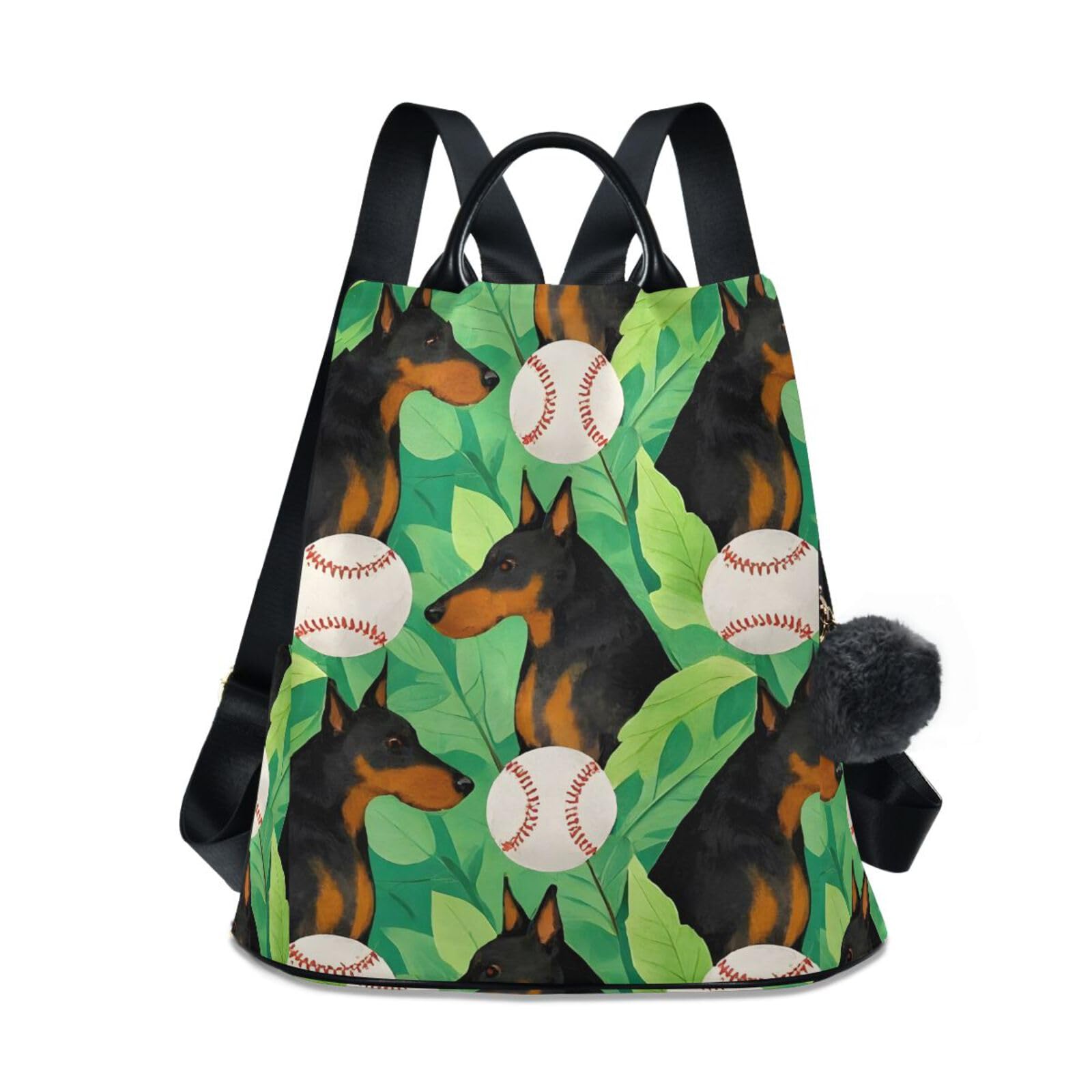 Baseballs German Shepherd Dogs Backpack for Women Anti Theft Large Fashion Travel Shoulder Bag Purse Rucksack Lightweight