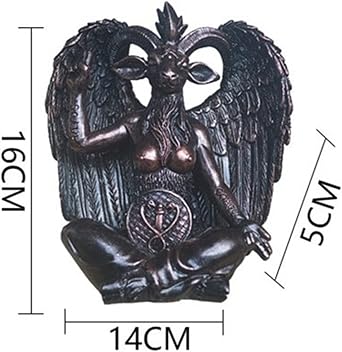 Baphomet Satan Statue, Satin Goat Resin Statue, Baphomet Sitting on Globe, Resin Statue Mendes Horned God Goat Altar Sculpture Figurine, Religious Decor