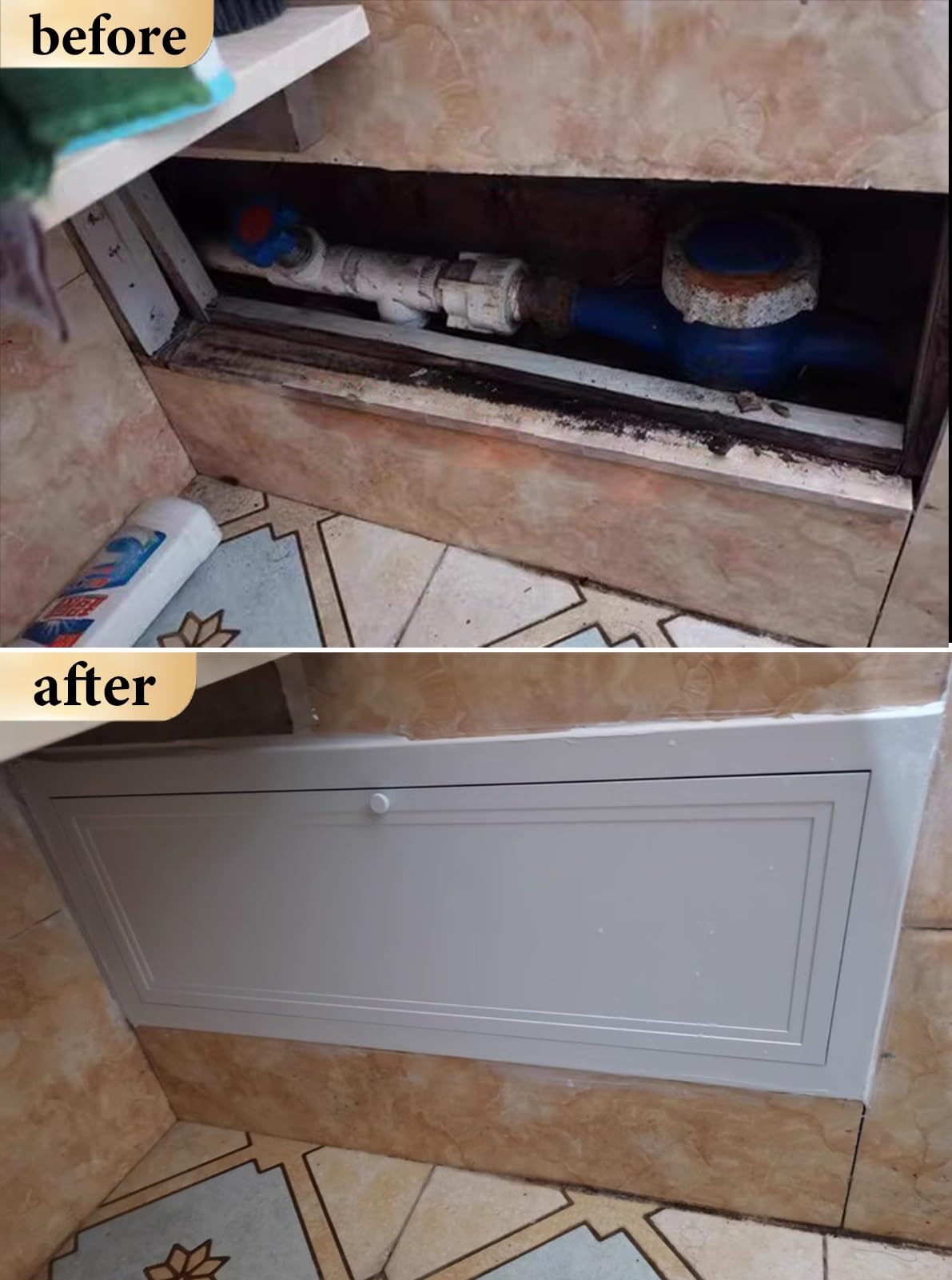 Sportello Ispezione Sportello di Accesso Idraulico per Doccia con Maniglia, Botola di Accesso a Parete Bianca, Pannello di Accesso Incassato, Coperchio di Ispezione in Metallo Staccabile(60x70cm(24x28