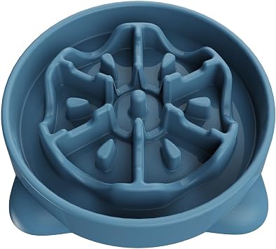 Slow Feeder Dog Bowls Large Breed, Dog Food Bowl Large Anti-Choking Bloat Stop Puzzle Healthy Eating Bowl Blue, 4 Cup