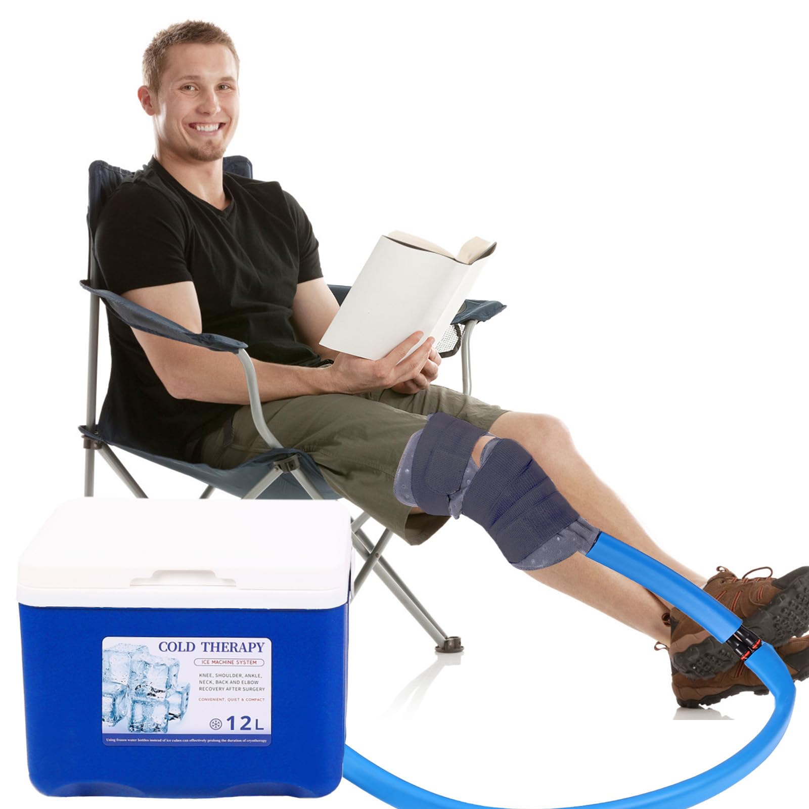 Máquina de terapia de frío, sistema de congelación de crioterapia para reemplazo de rodilla, máquina de hielo con almohadilla universal para rodilla, espalda, pierna y cadera