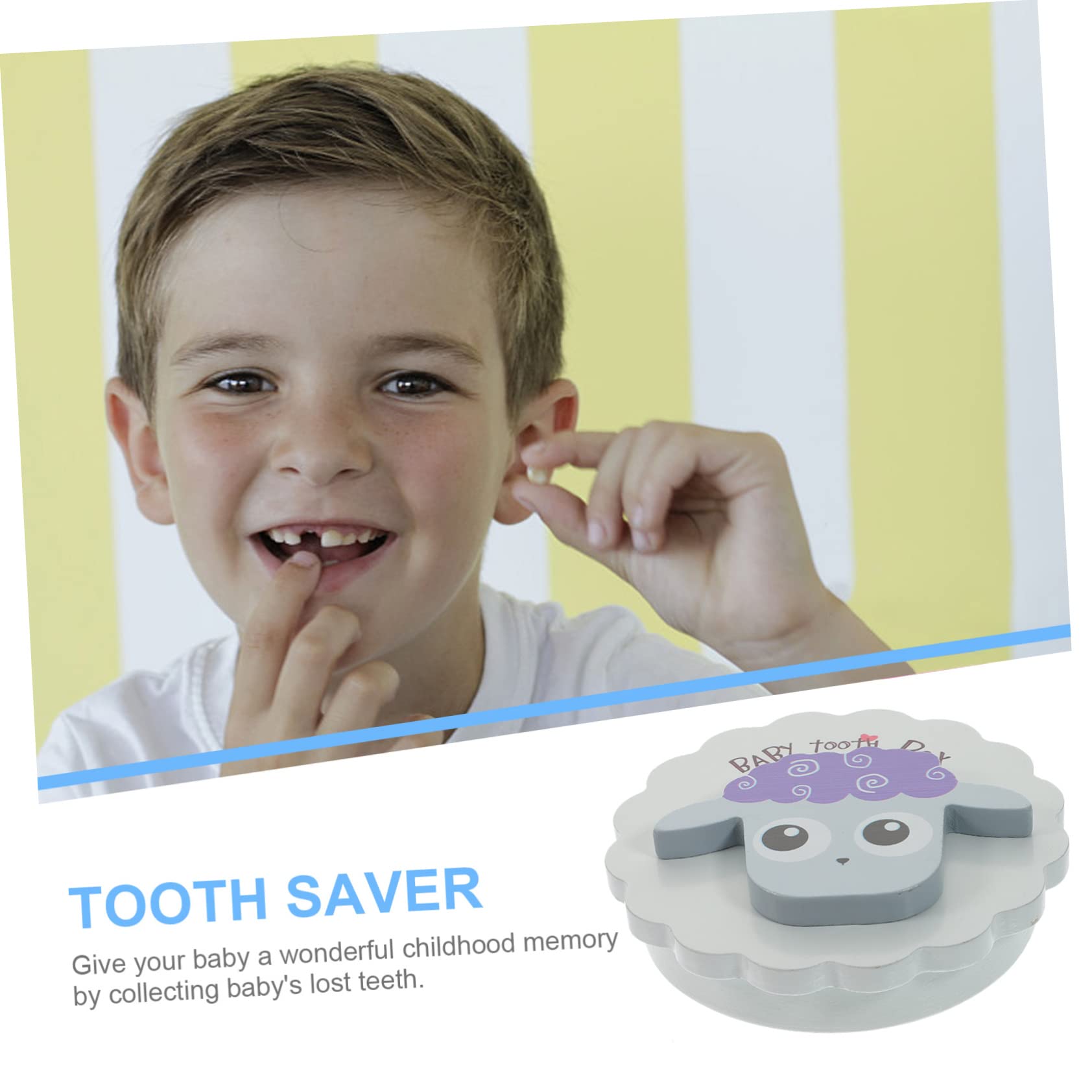 SOLUSTRE Cartoon Tooth Holder Wooden Teeth Saver Box for Newborns Memorable present for Expectant Mothers
