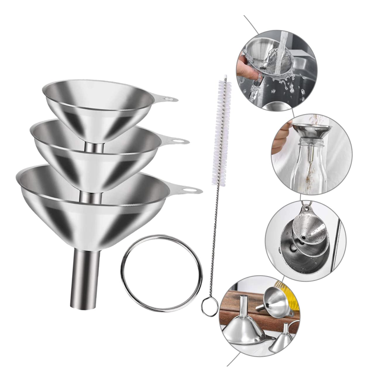 Embudo de Cocina de Boca Ancha, 1 Juego de Acero Inoxidable