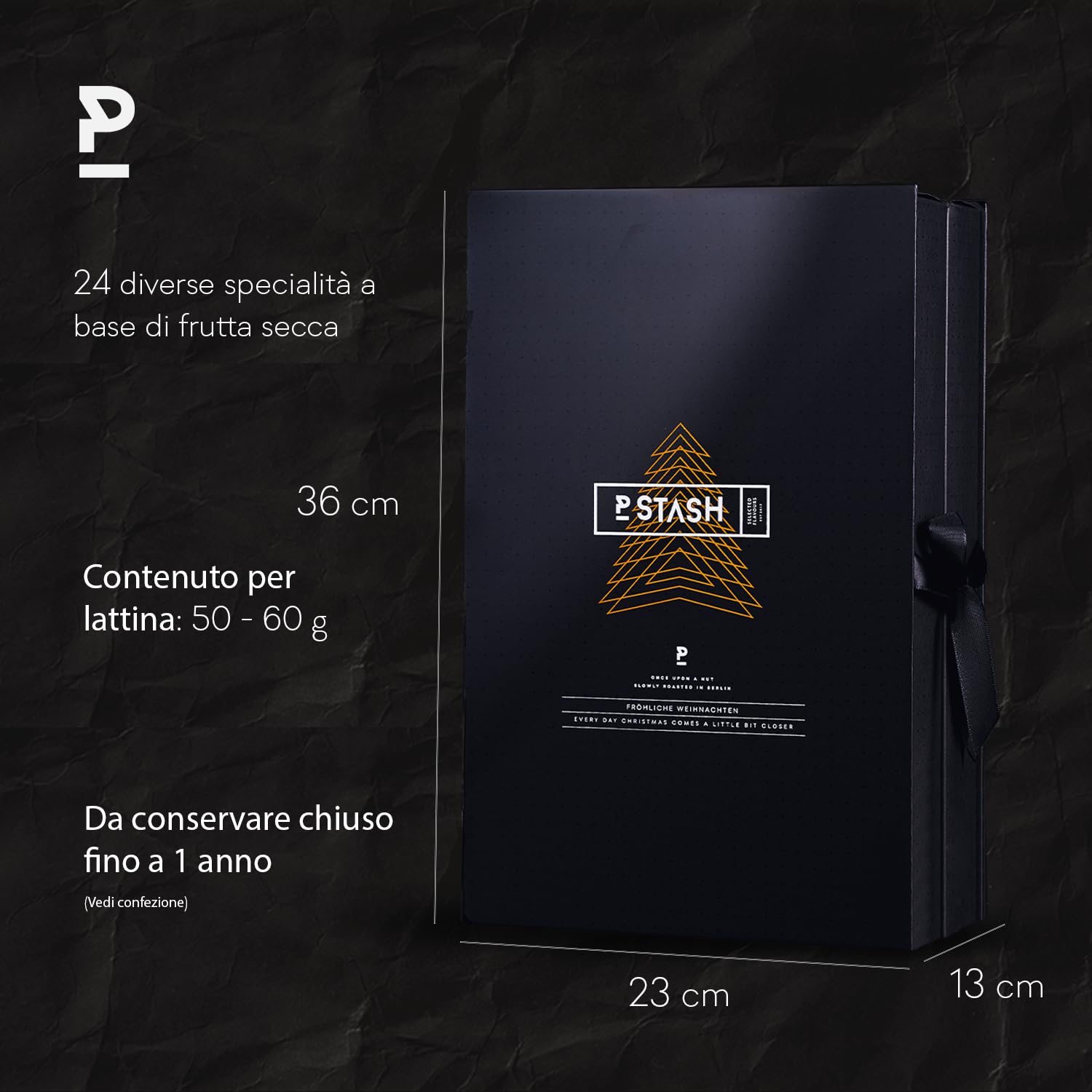 Calendario dell'Avvento P-Stash 2025 - Calendario di Natale con frutta secca e cioccolato - Pistacchi, mandorle, nocciole, arachidi e molto altro ancora. - Miscela di frutta secca con spezie uniche