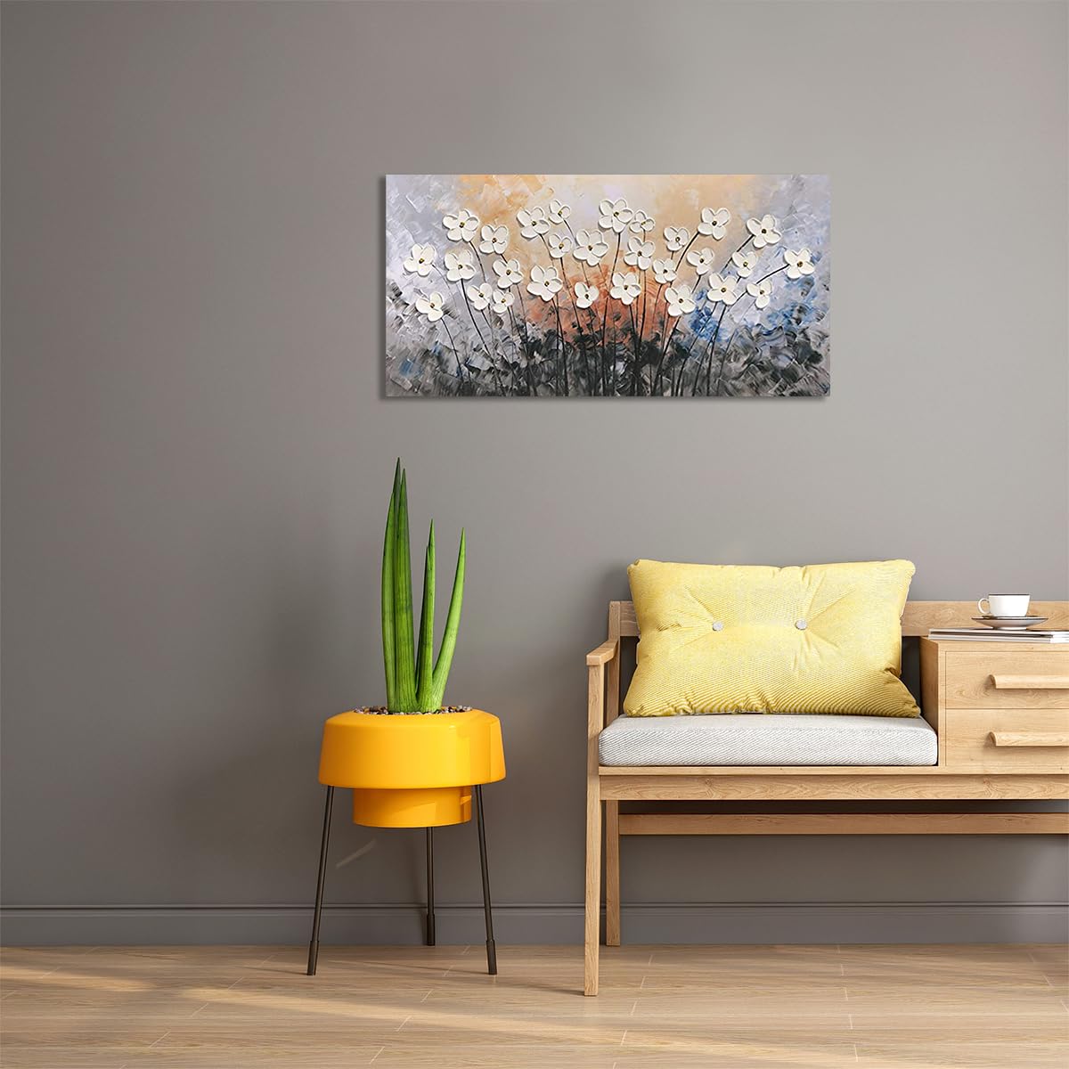 Fokenzary Handgeschilderde abstracte moderne bloemen dik 3D-effect mes