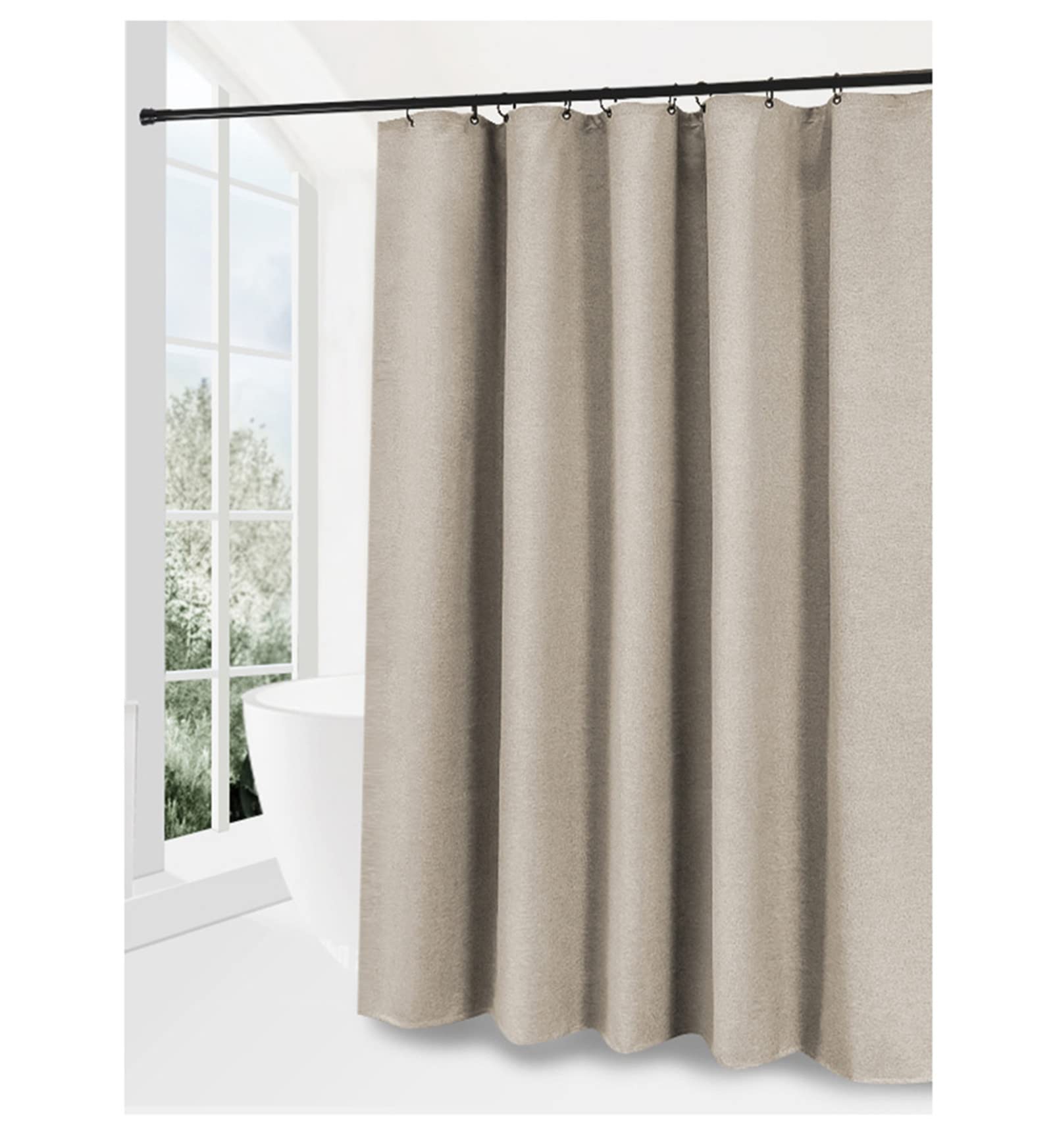 Rideau de douche en lin imperméable - Qualité spa et hôtel - Résistant et hydrofuge - 180 x 200 cm - Design élégant