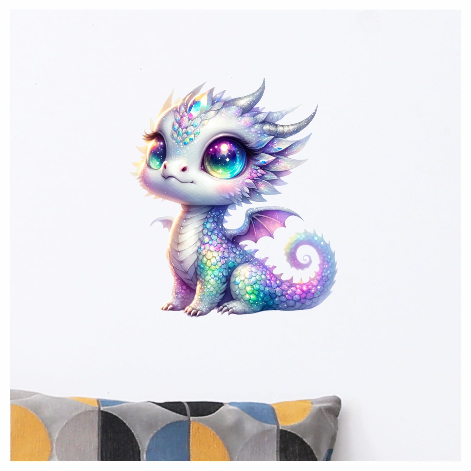 x4 Baby Dragon Vinyl Stickers Cover Marks Non Transparent Waterproof Decals 1@ 20cm Tall Ideal for Toilets or car. 3@ 7cm Tall Ideal for Phone case Cups & Wine Glass (Glitter White) - Image 4