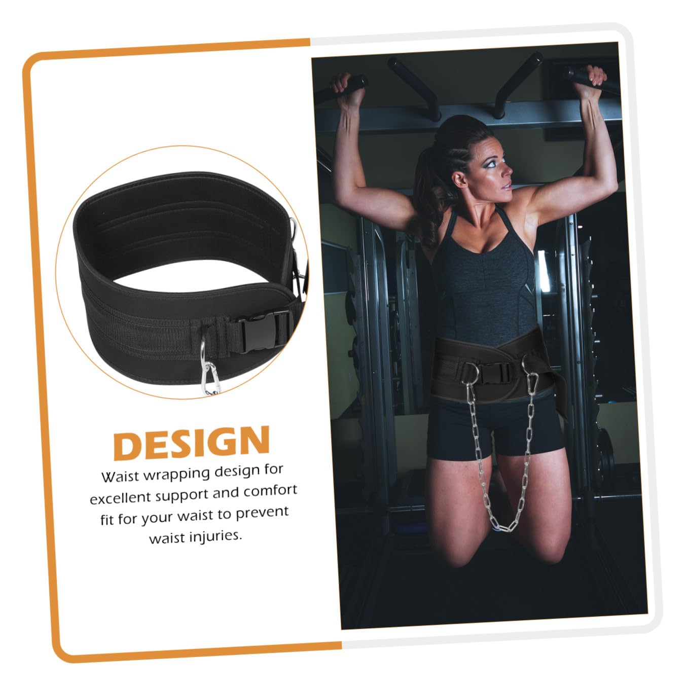 Fitness Dip Gürtel aus Nylon und Eisen, Schwarz, 1 Stück
