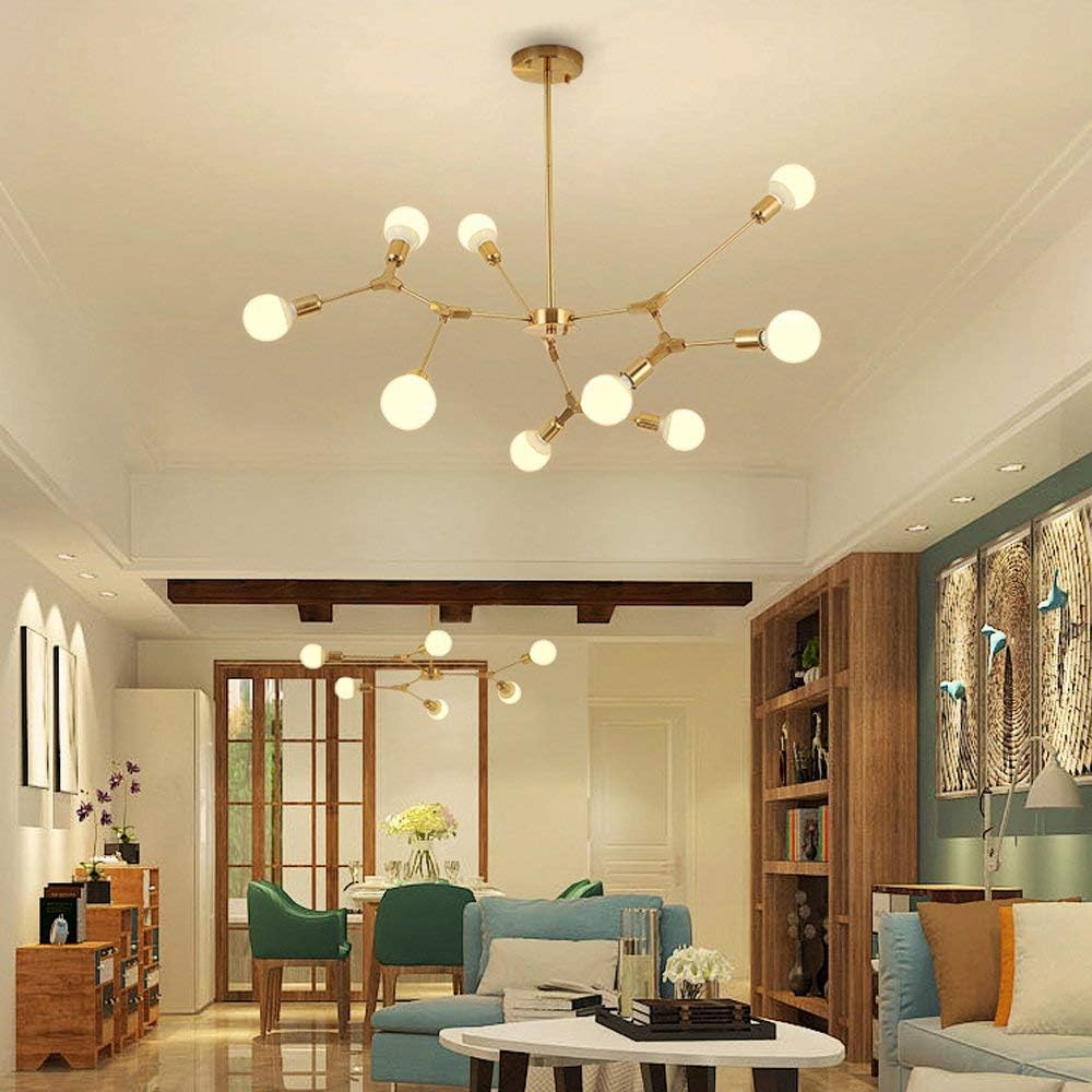 Super Big Clearance! NIUYAO Sputnik Chandelier Industrial 9-Light Pendant Lighting Modern Starburst-Style Gold Ceiling Lighting Fixture for Dining Room Kitchen Bedroom Foyer Bar(Gold-New) 457849 Weekly Top Sale NIUYAO Sputnik Chandelier Industrial 9-Light Pendant Lighting Modern Starburst-Style Gold Ceiling Lighting Fixture for Dining Room Kitchen Bedroom Foyer Bar(Gold-New) 457849