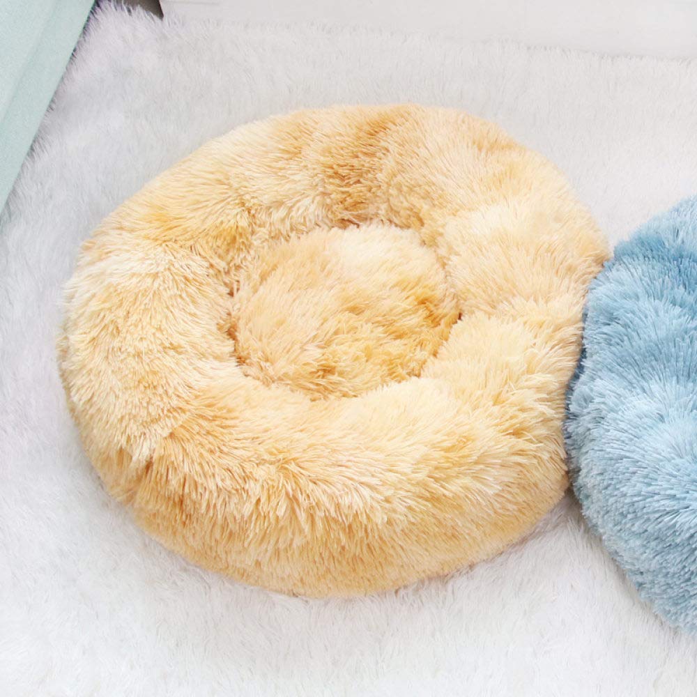 Lit pour chat et petit chien donut jaune de 50 cm pour le sommeil des animaux