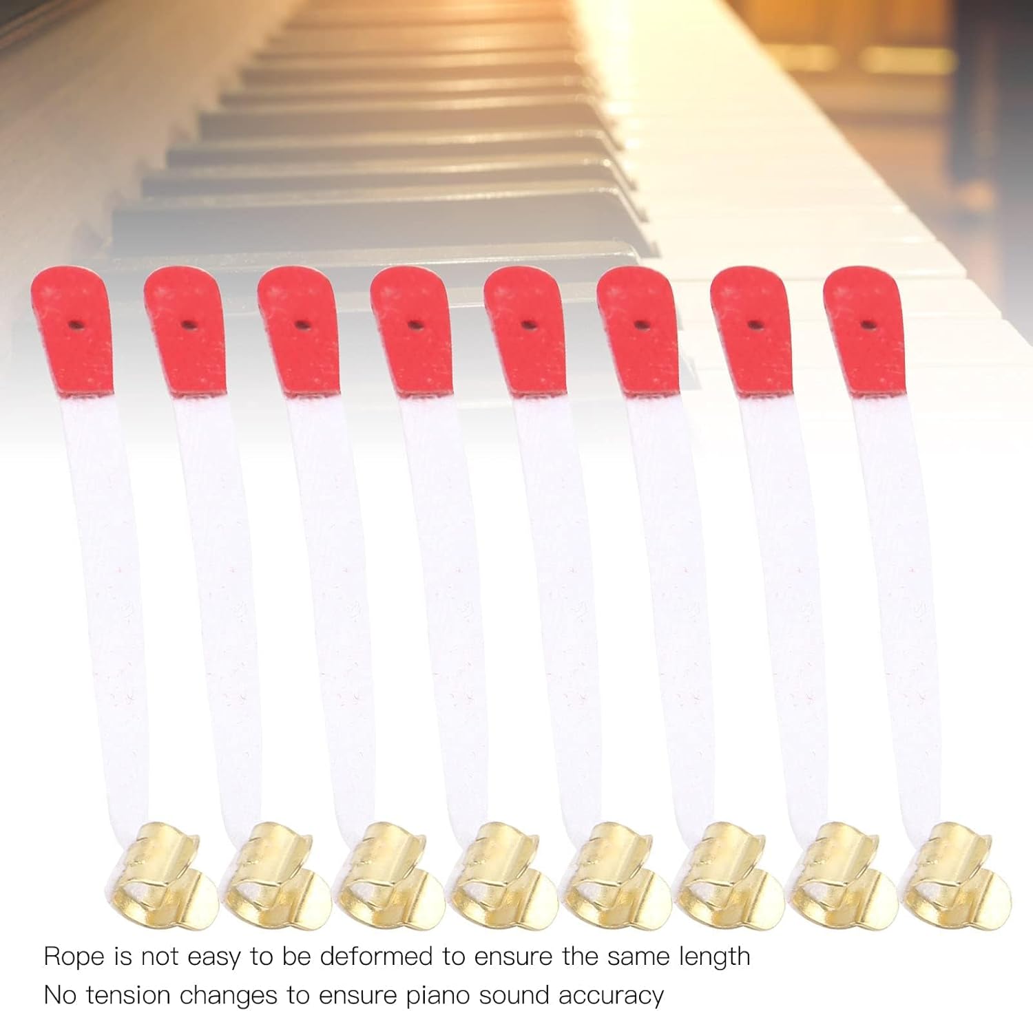 50Pcs Piano Bridle Straps Replacement Piano Spring Clips Repair Parts 75x5mm/ 3 x 0.2inch Bridle Tape White And Red PianoAccessories