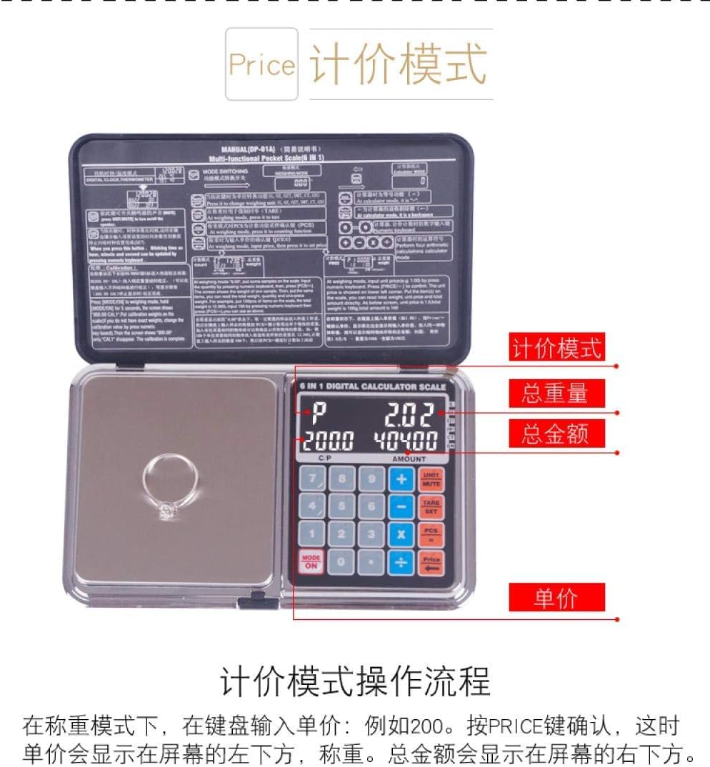 Digitale Küchenwaage, Küchenwaage, Mini-Schmuckwaage, elektronische Waage, Zählpunkt, Gramm, Gewicht, tragbare Waage (1000 g/0,1 g)